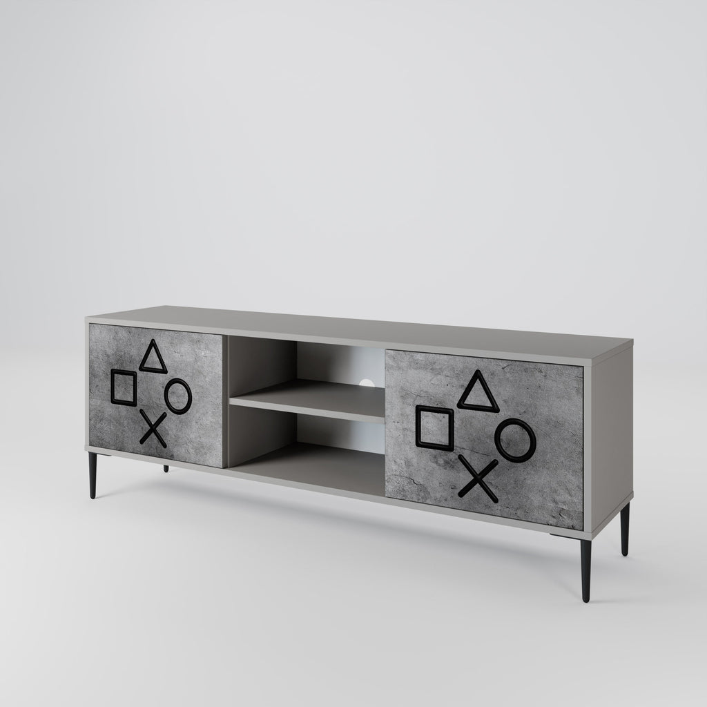 GAMER CHOICE 2-Door TV Stand in Grey Finish
