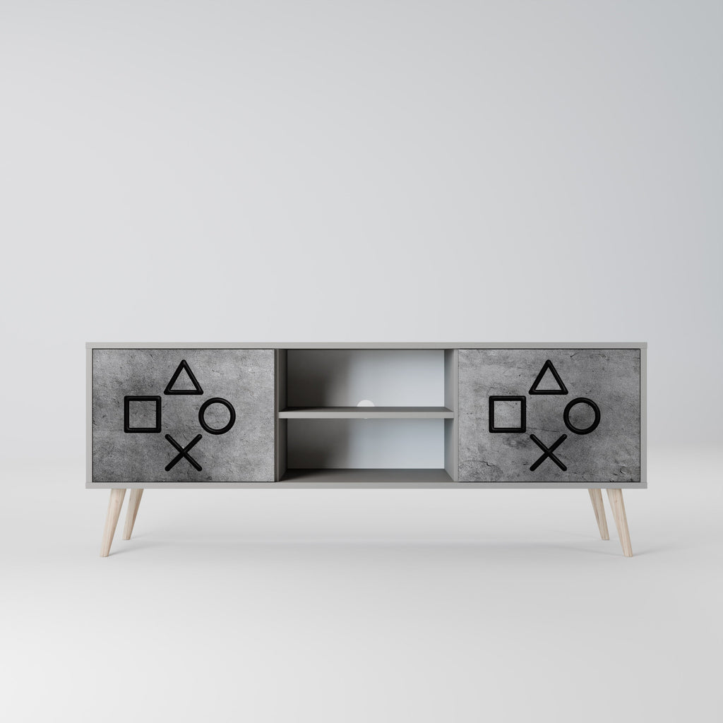 GAMER CHOICE 2-Door TV Stand in Grey Finish