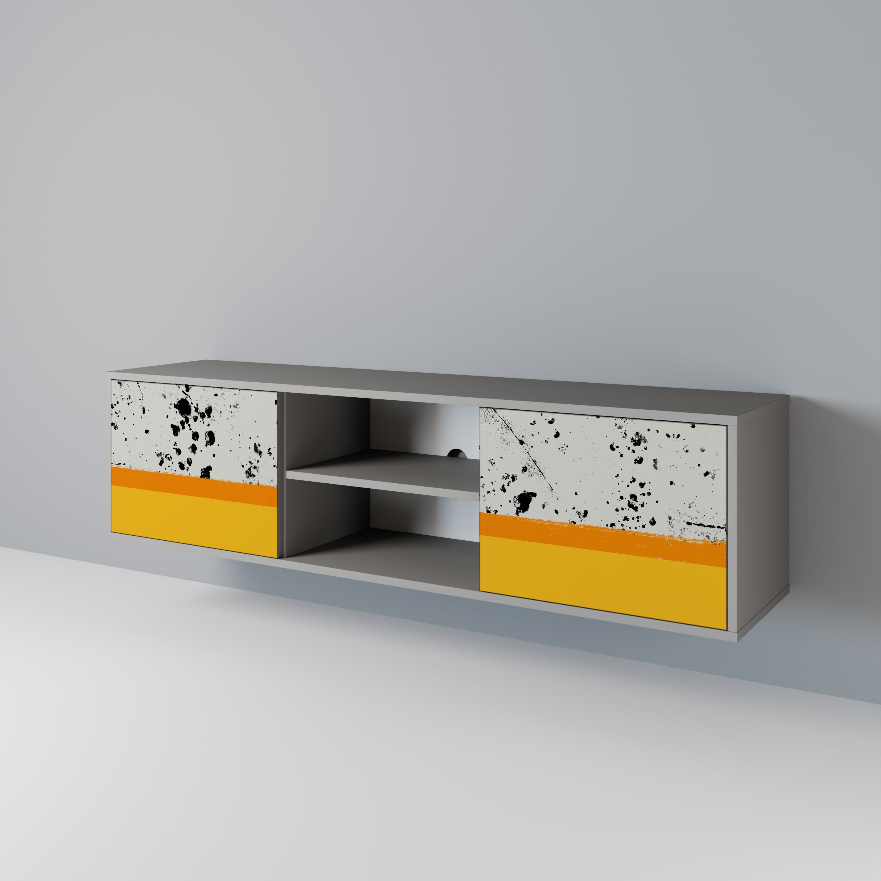 DYED BY ORANGE 2-Door TV Stand in Grey Finish