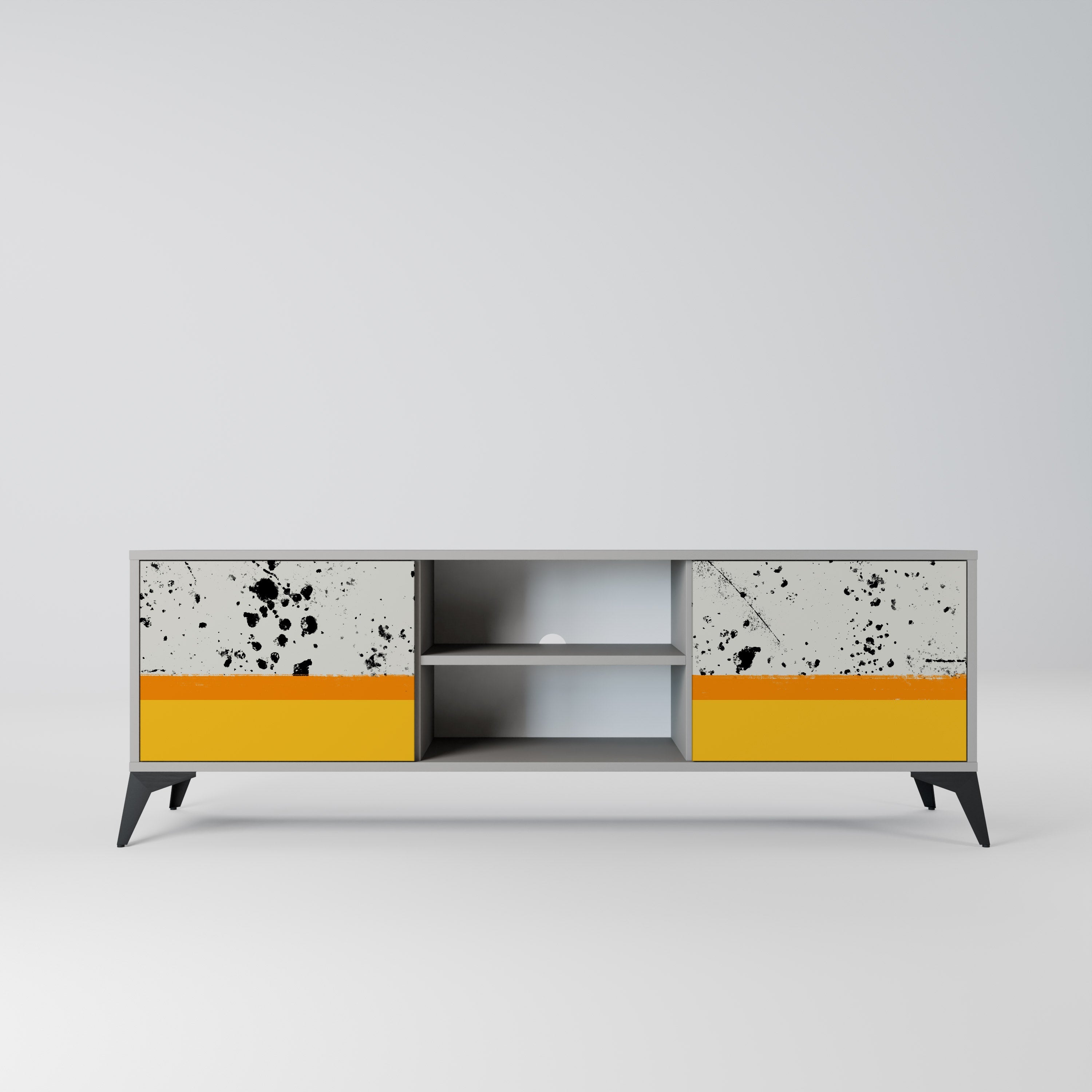 DYED BY ORANGE 2-Door TV Stand in Grey Finish