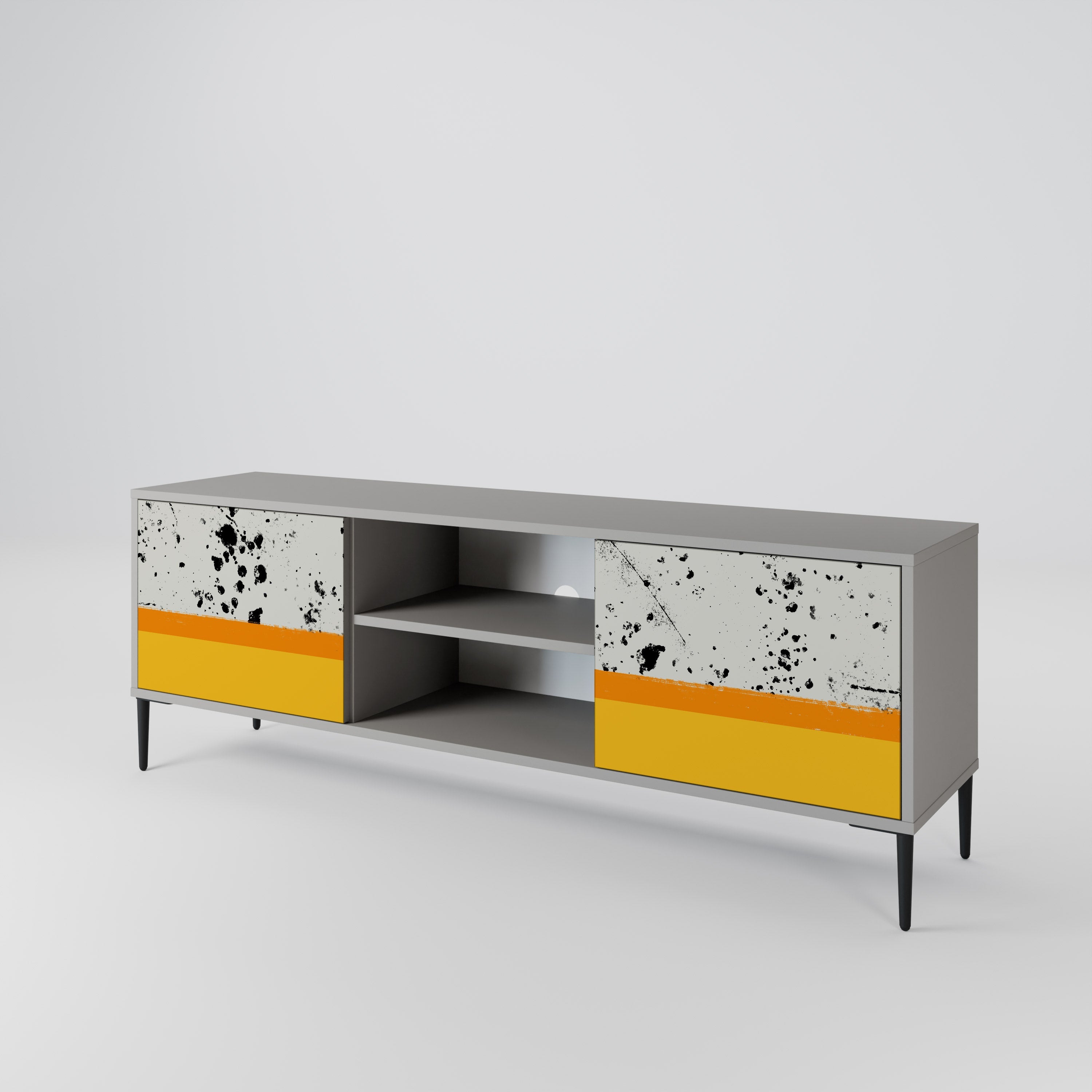 DYED BY ORANGE 2-Door TV Stand in Grey Finish