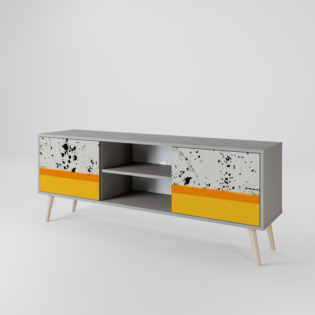 DYED BY ORANGE 2-Door TV Stand in Grey Finish