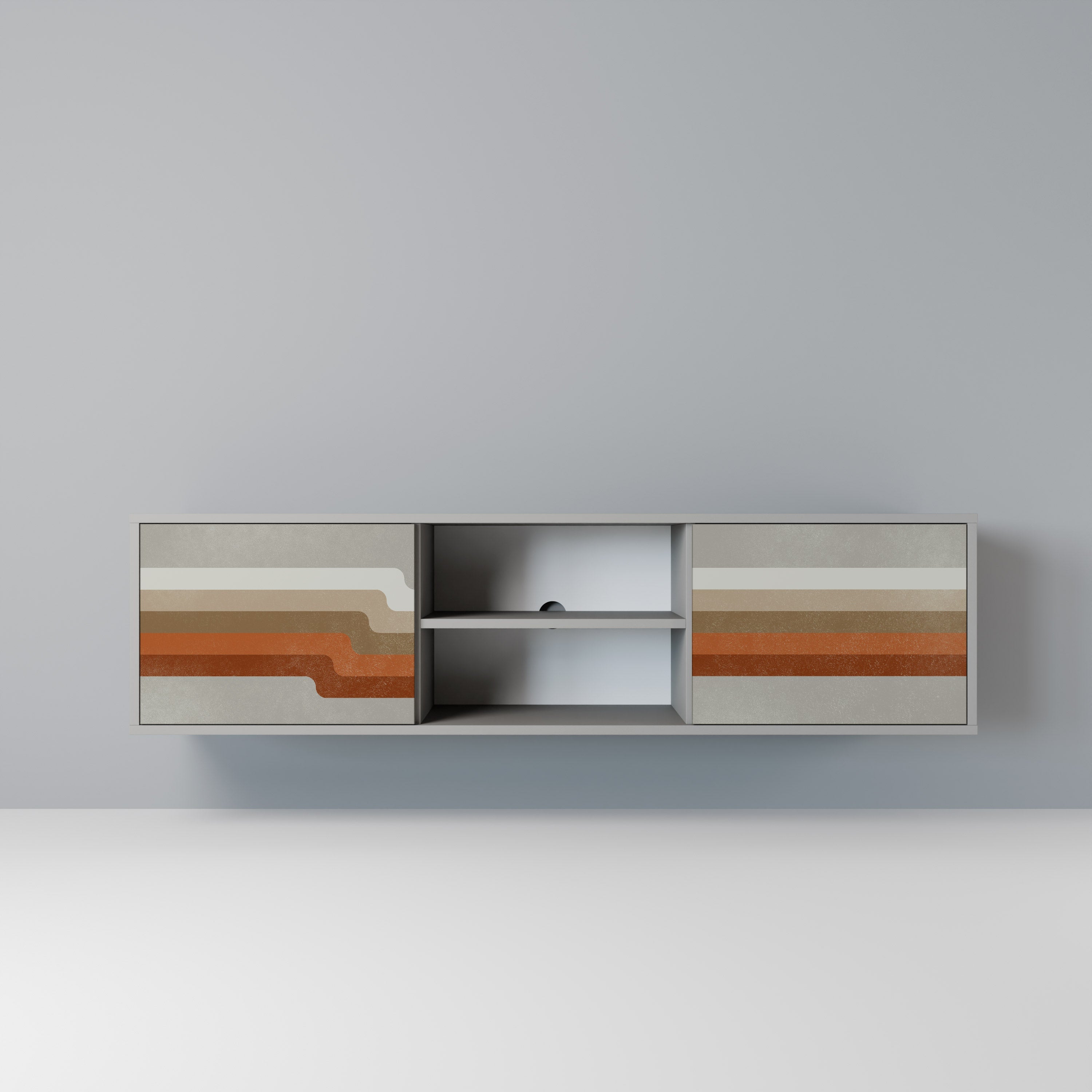 PECULIAR TRAIL 2-Door TV Stand in Grey Finish