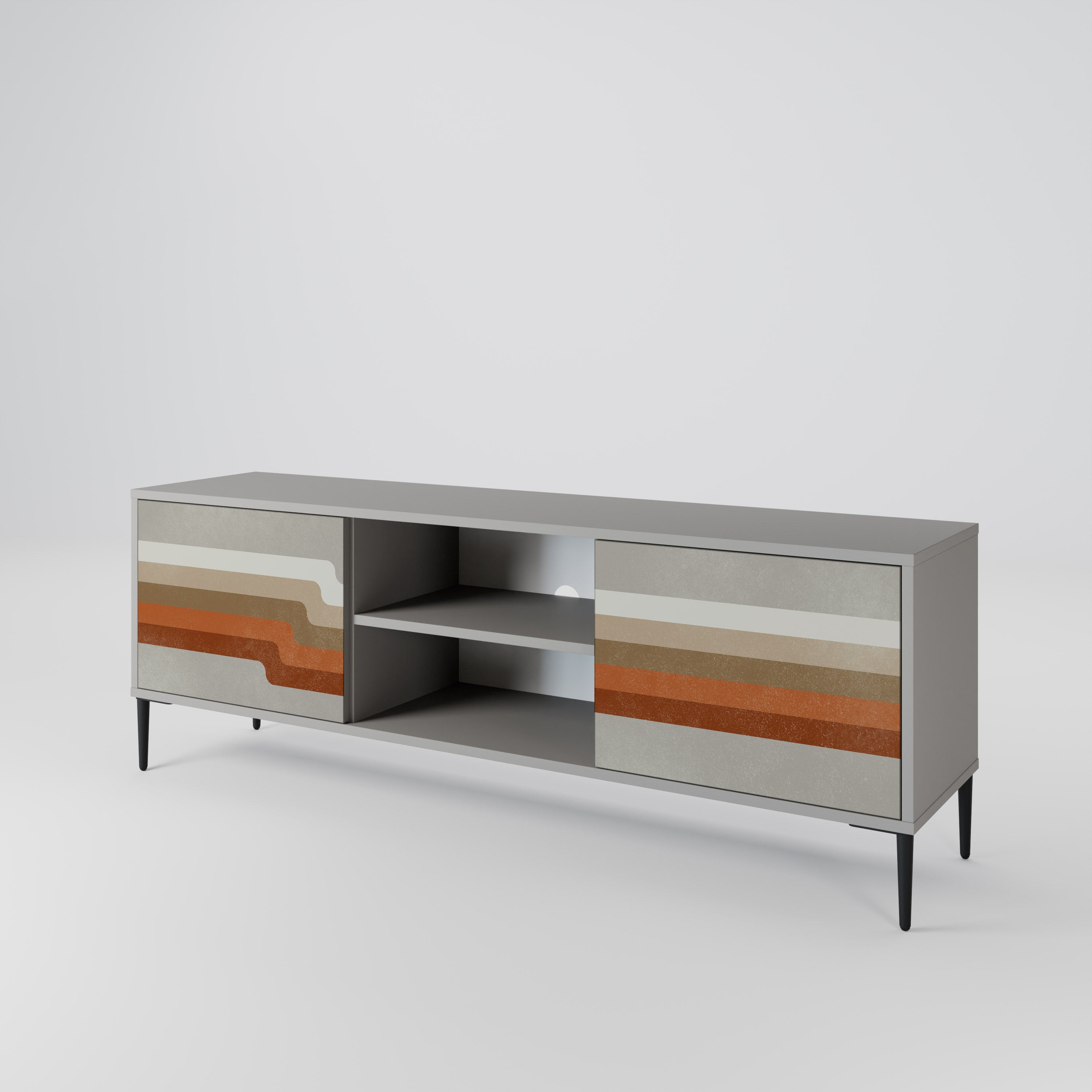 PECULIAR TRAIL 2-Door TV Stand in Grey Finish