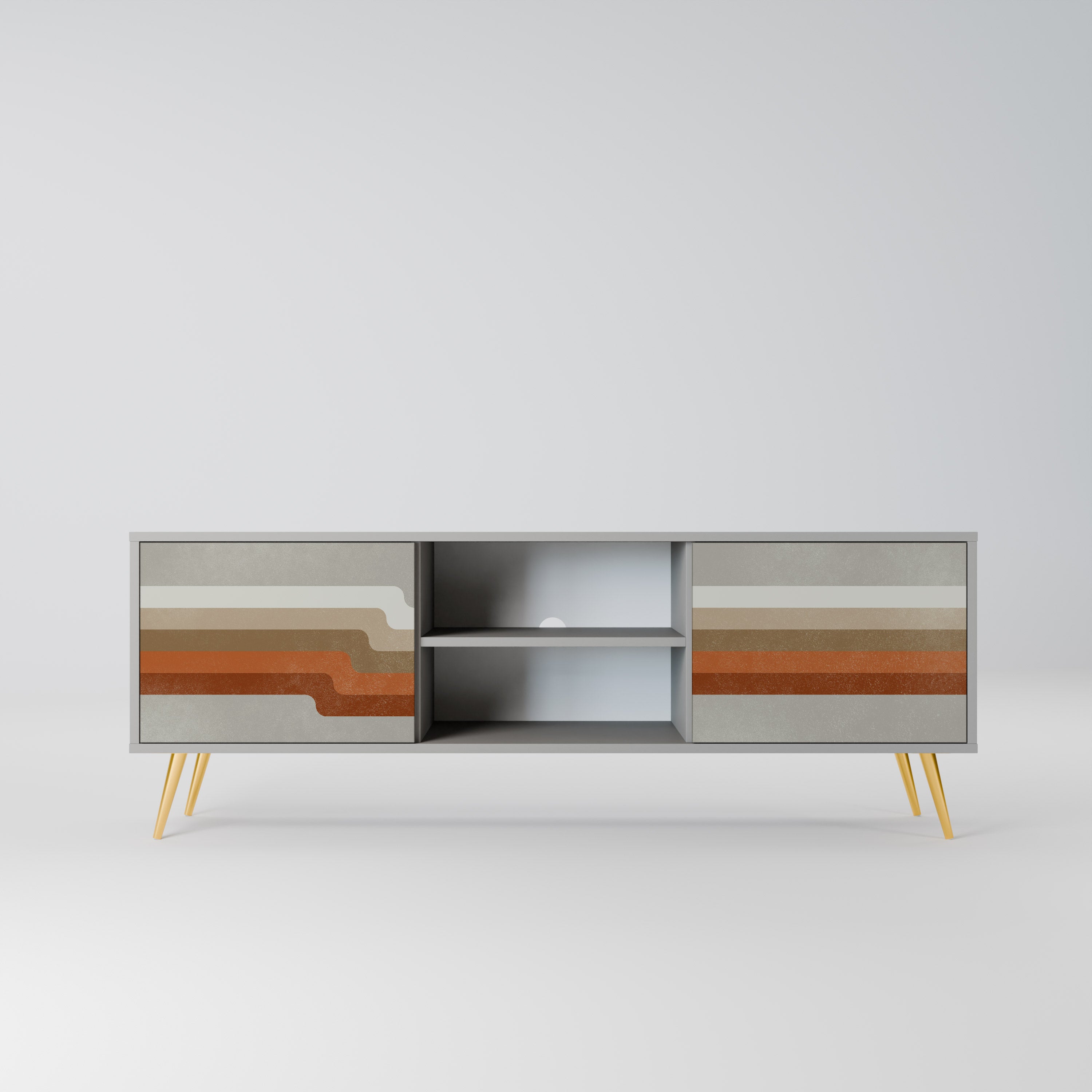 PECULIAR TRAIL 2-Door TV Stand in Grey Finish