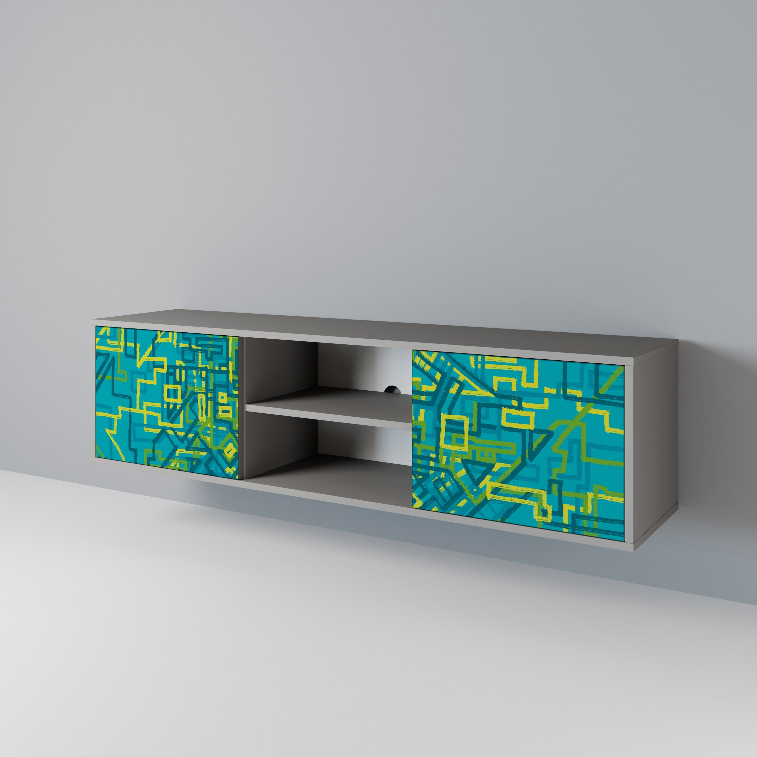 NOSTALGIC MEMORIES 2-Door TV Stand in Grey Finish