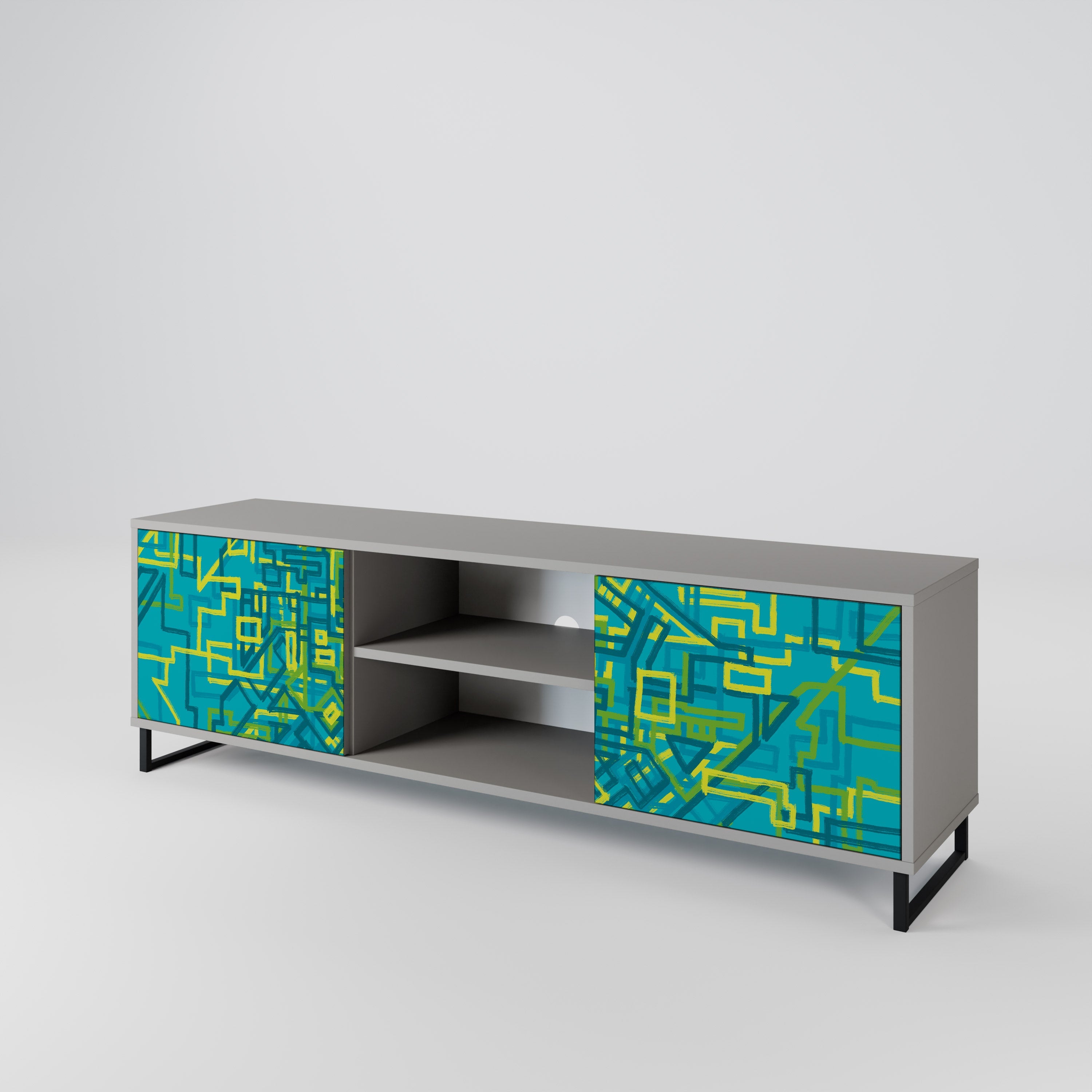 NOSTALGIC MEMORIES 2-Door TV Stand in Grey Finish