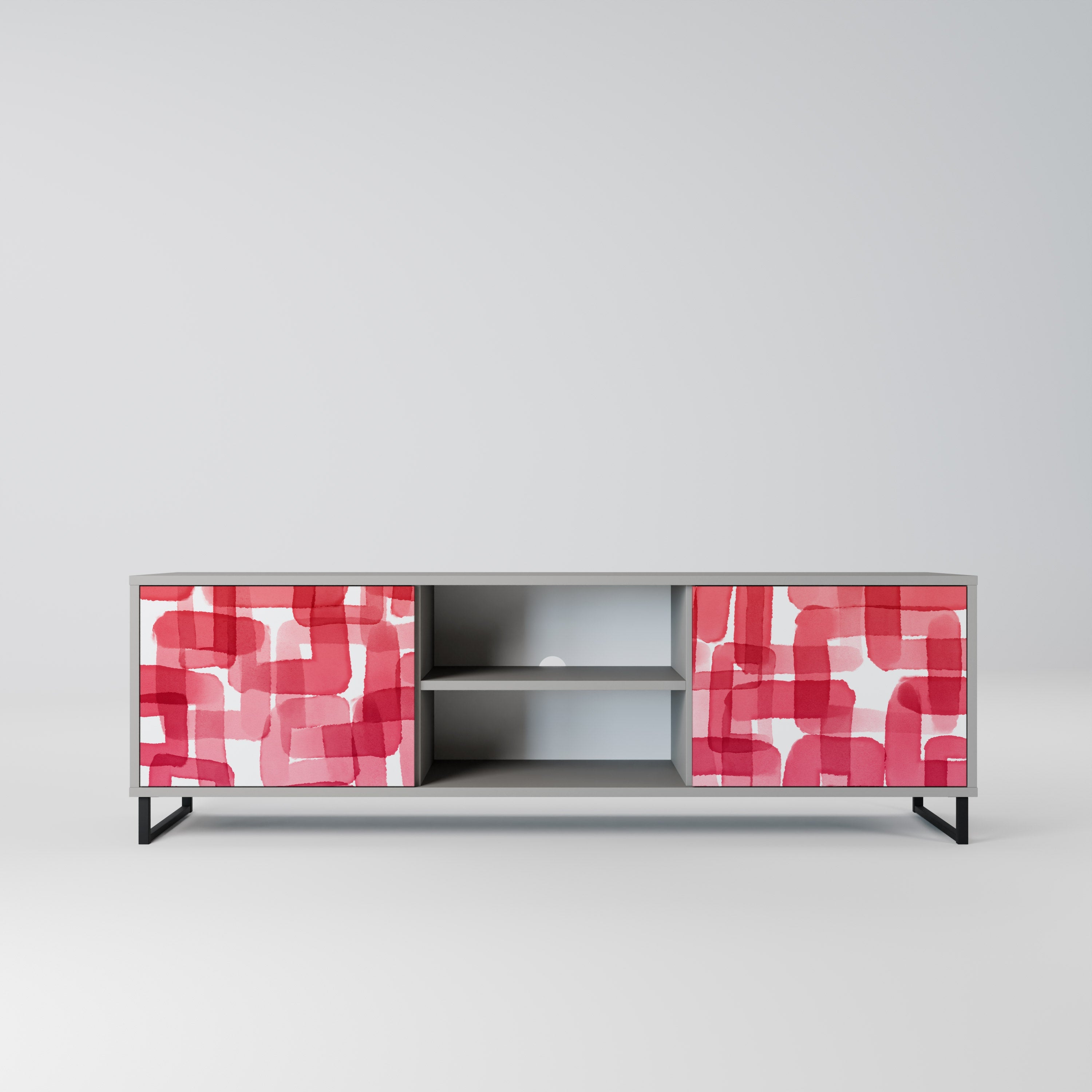 KALEIDOSCOPIC CUBISM 2-Door TV Stand in Grey Finish