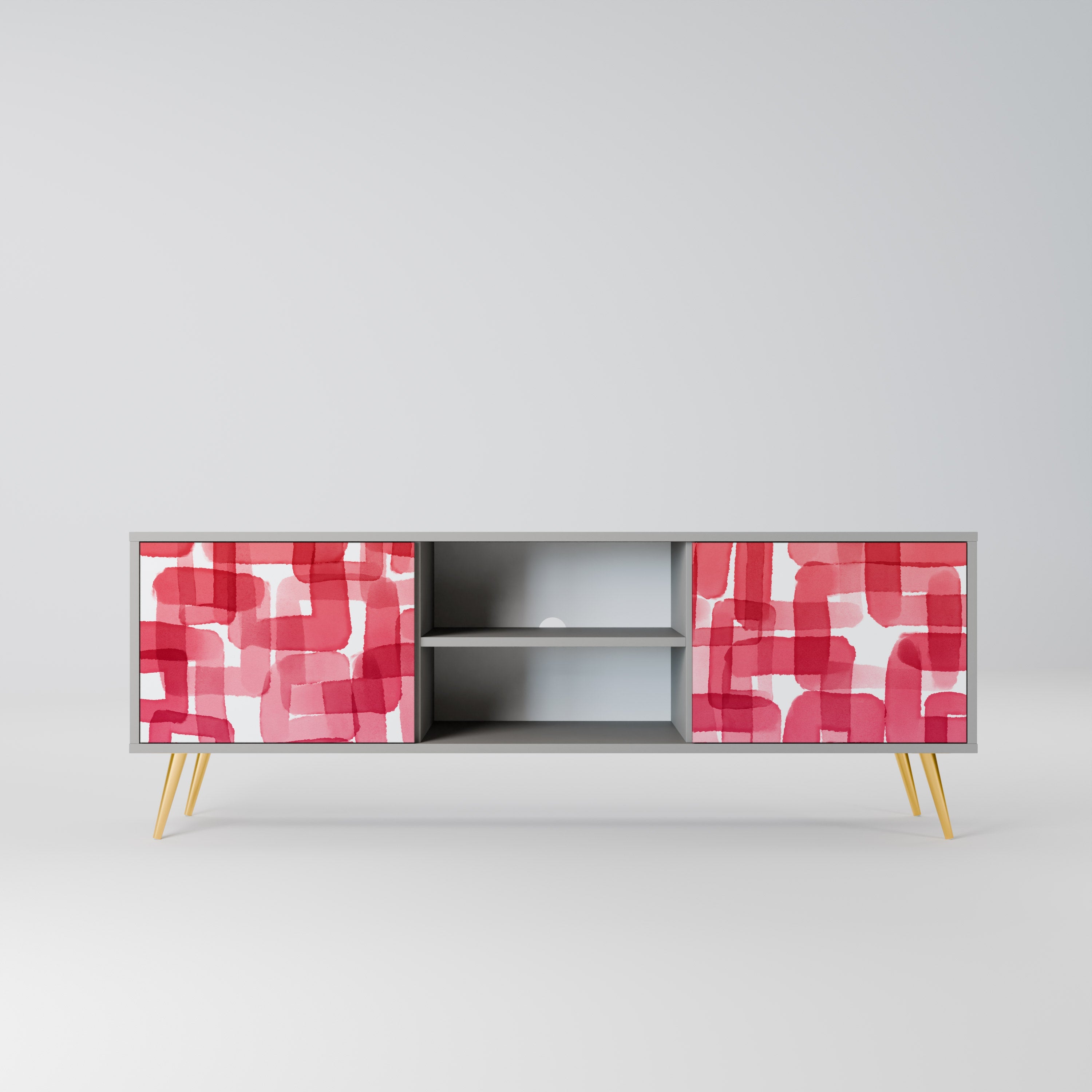 KALEIDOSCOPIC CUBISM 2-Door TV Stand in Grey Finish