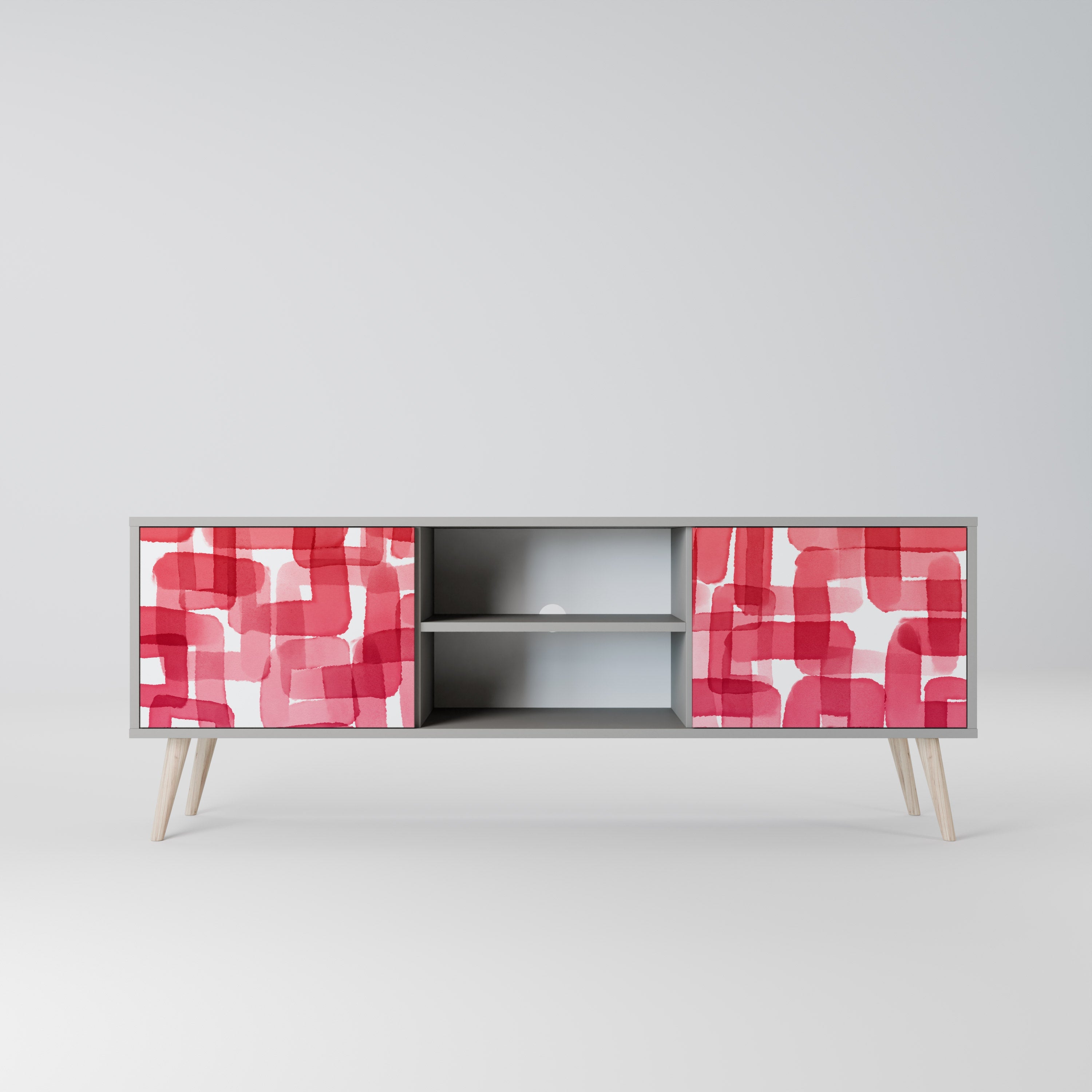 KALEIDOSCOPIC CUBISM 2-Door TV Stand in Grey Finish