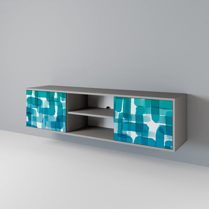 TURQUOISE RECTANGLES 2-Door TV Cabinet