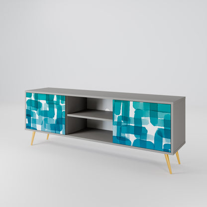 TURQUOISE RECTANGLES 2-Door TV Cabinet