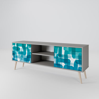 TURQUOISE RECTANGLES 2-Door TV Cabinet