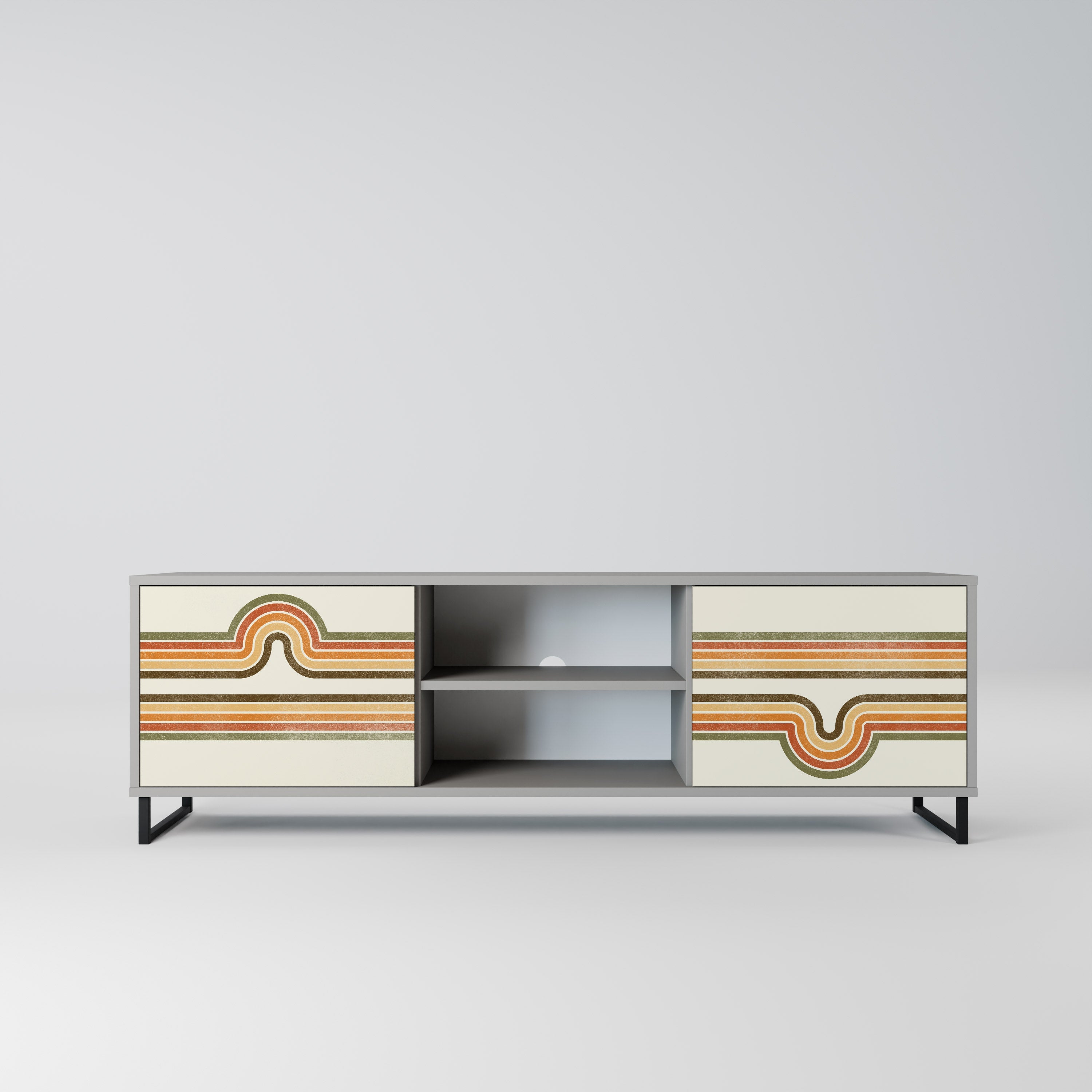 EXCEPTIONAL STREAM 2-Door TV Stand in Grey Finish