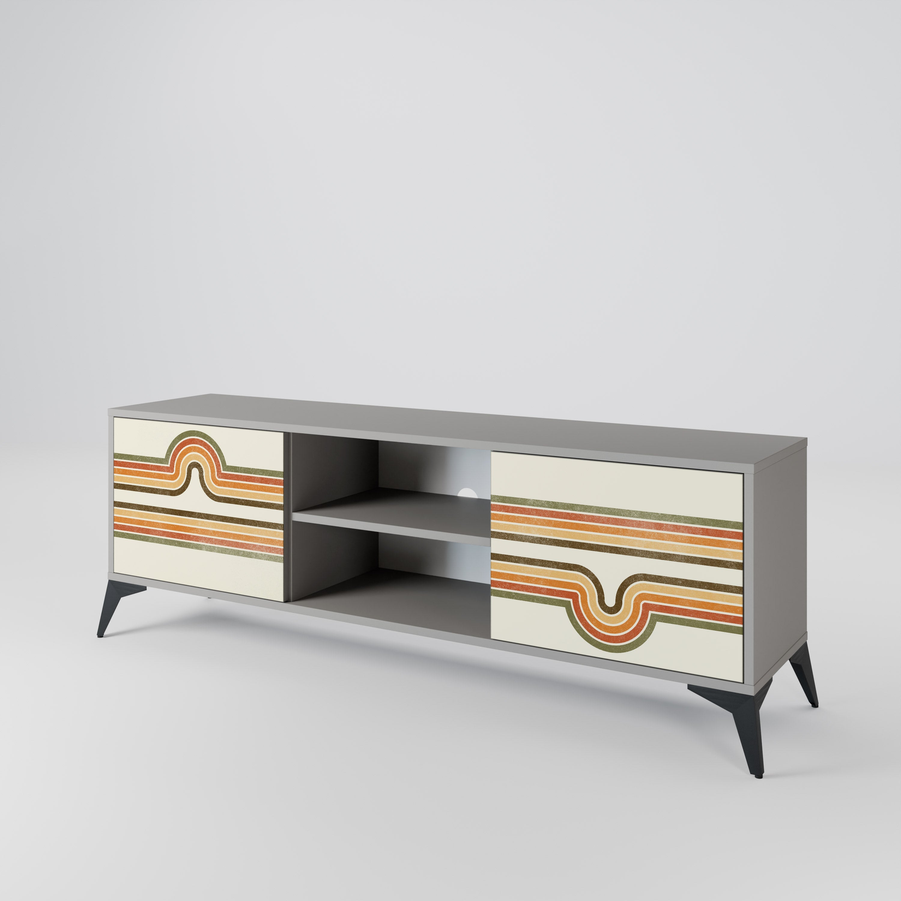 EXCEPTIONAL STREAM 2-Door TV Stand in Grey Finish