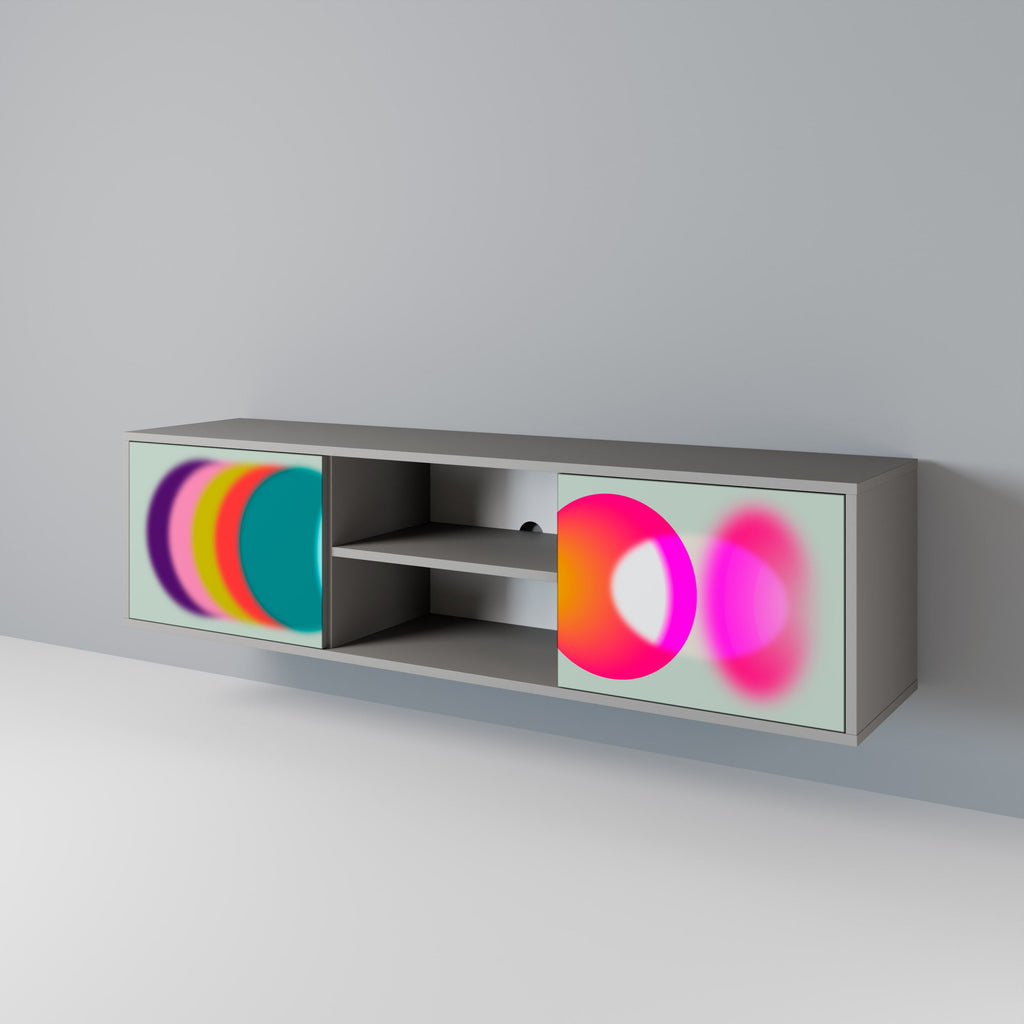 Meuble TV 2 portes SYMPHONY OF COLORS, finition grise