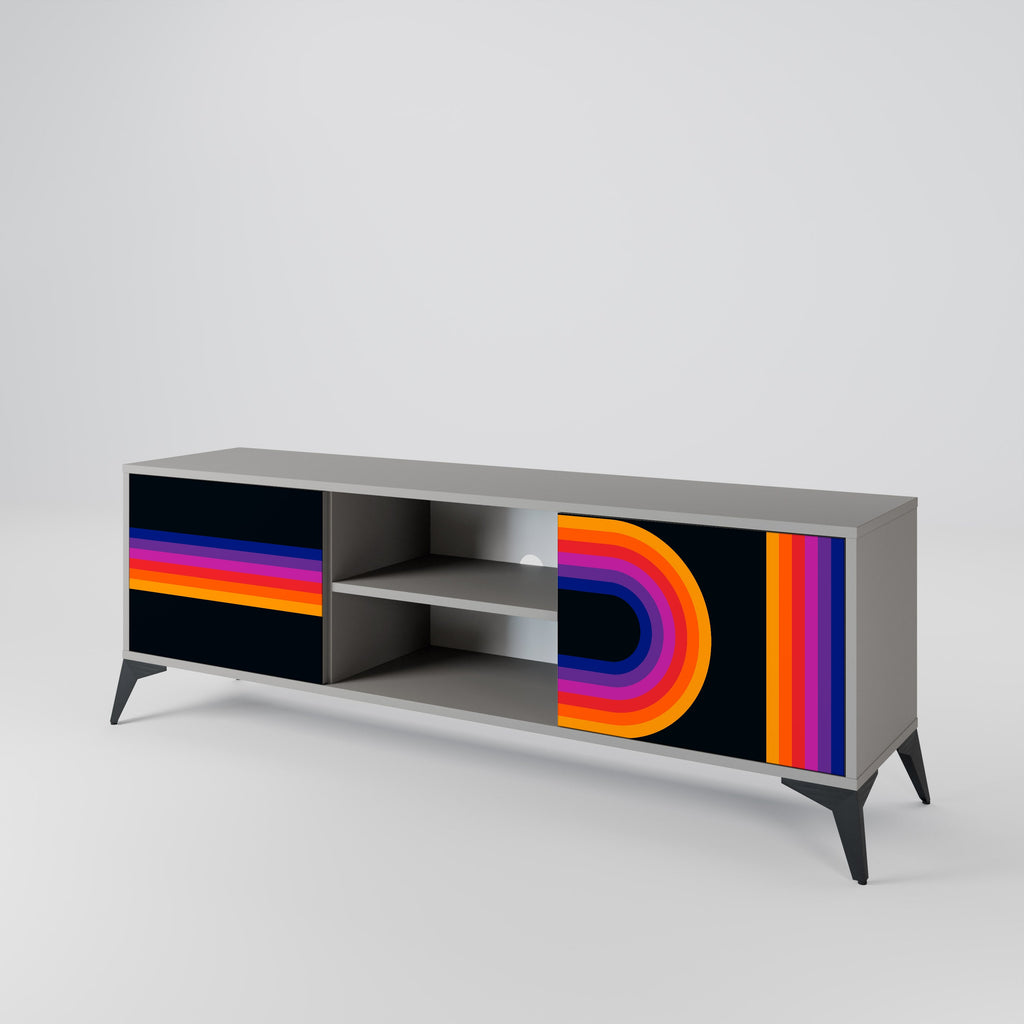 Meuble TV 2 portes BLINDED BY THE LIGHTS, finition grise