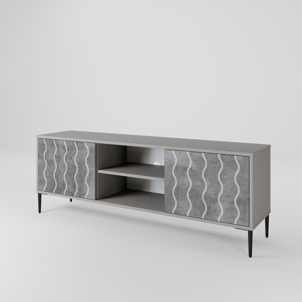 WAVES OF CONCRETE 2-Door TV Stand in Grey Finish
