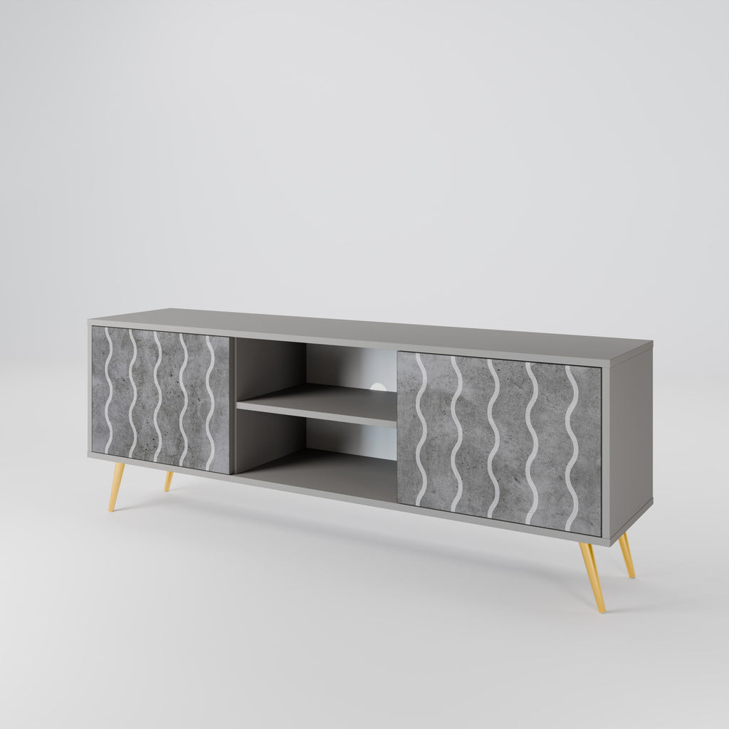 WAVES OF CONCRETE 2-Door TV Stand in Grey Finish