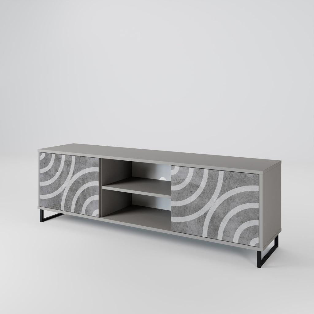 CIRCLE CONCRETE 2-Door TV Stand in Grey Finish