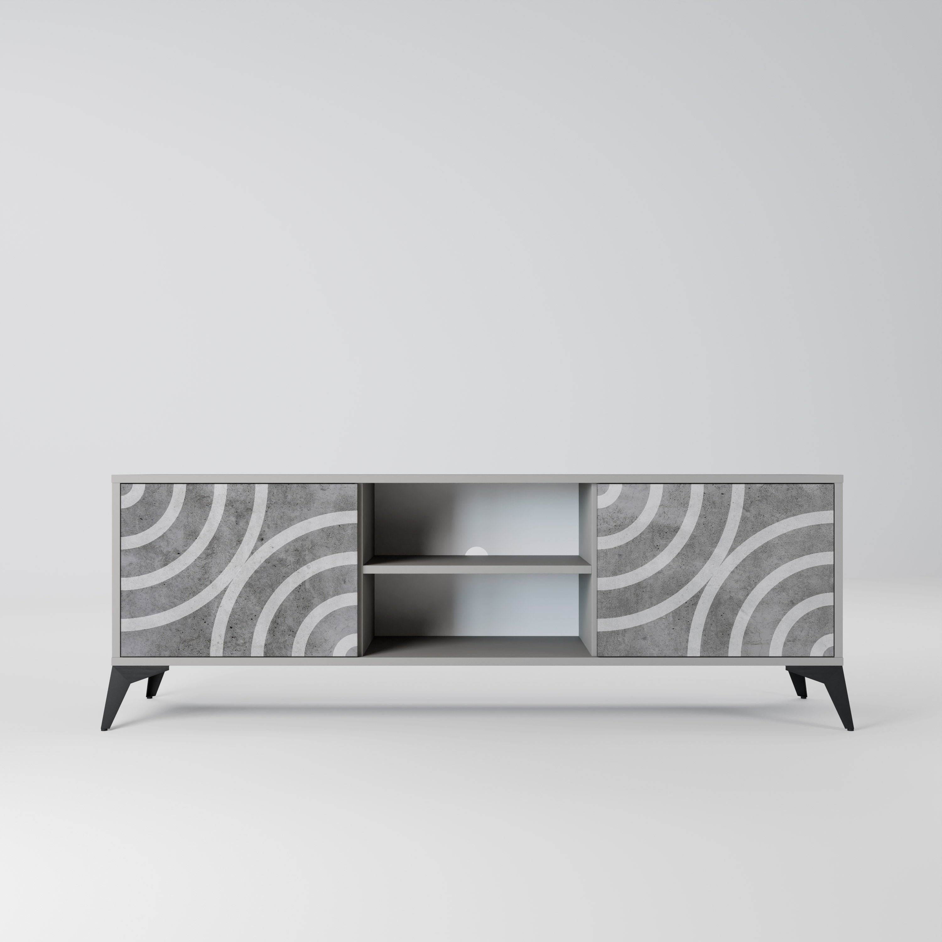 CIRCLE CONCRETE 2-Door TV Stand in Grey Finish