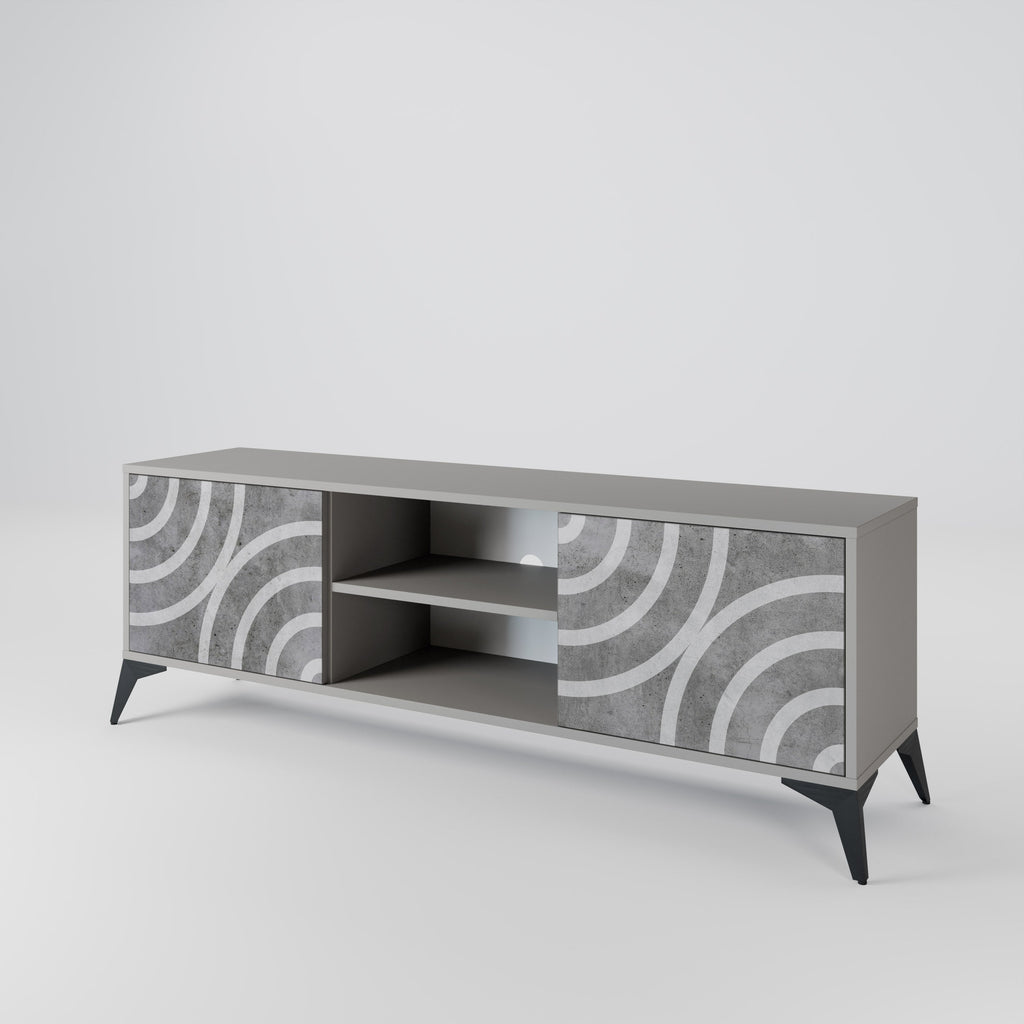 CIRCLE CONCRETE 2-Door TV Stand in Grey Finish