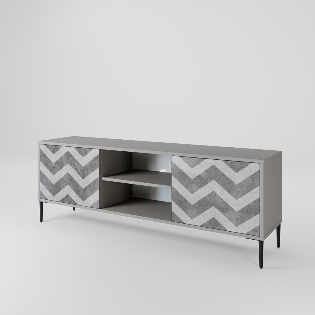 TOUGH ZIG ZAG 2-Door TV Stand in Grey Finish