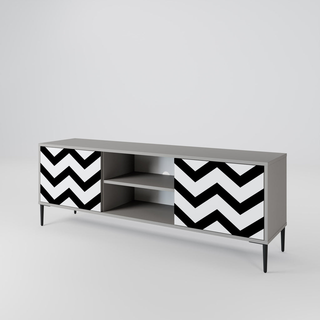 CLASSIC ZIG ZAG 2-Door TV Stand in Grey Finish