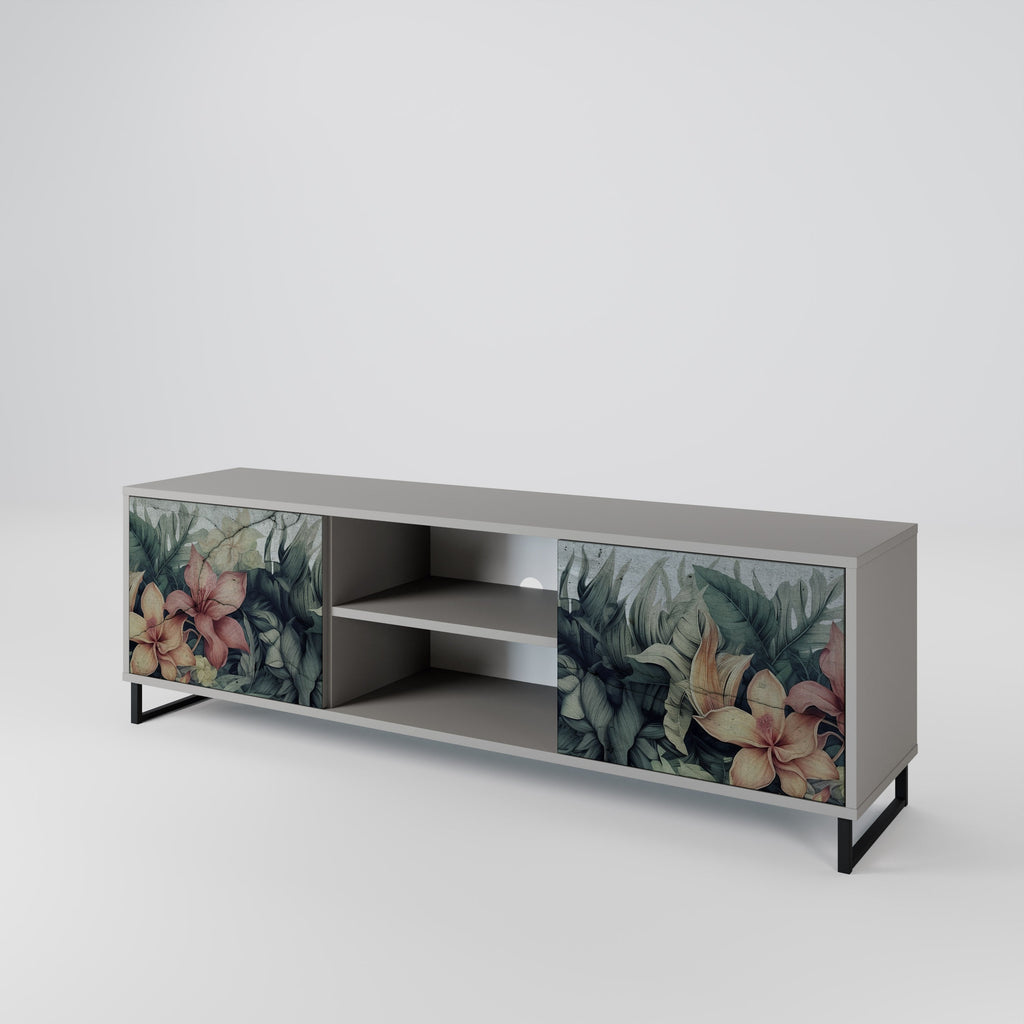 HEAVENLY BLOOM 2-Door TV Stand in Grey Finish