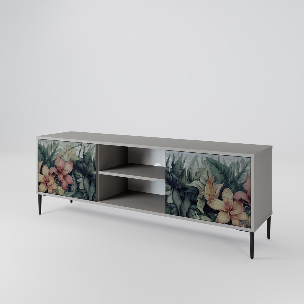 HEAVENLY BLOOM 2-Door TV Stand in Grey Finish
