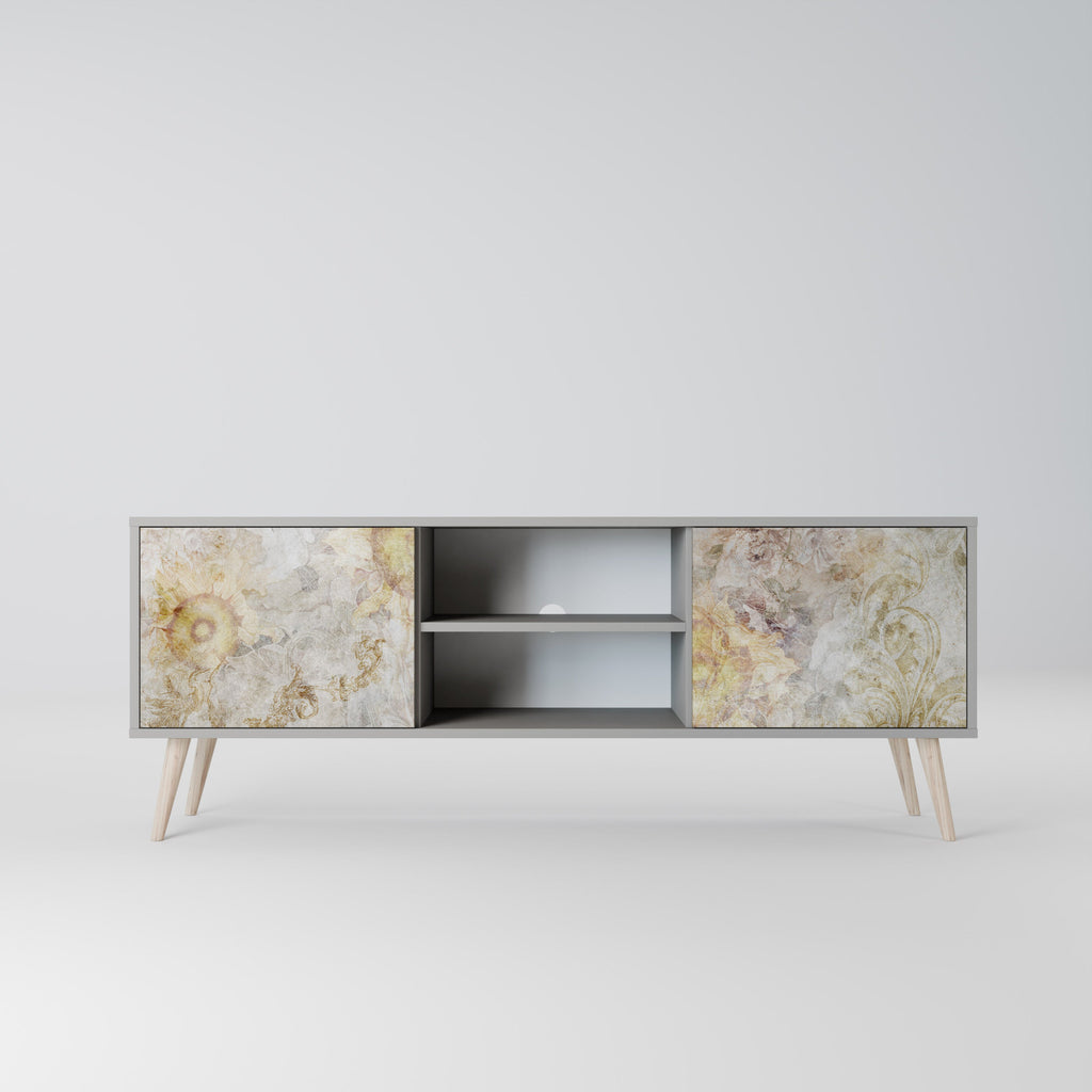 SUNFLOWER BLUR 2-Door TV Stand in Grey Finish