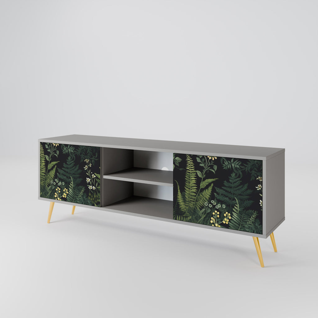 FERN FLOWERS 2-Door TV Stand in Grey Finish