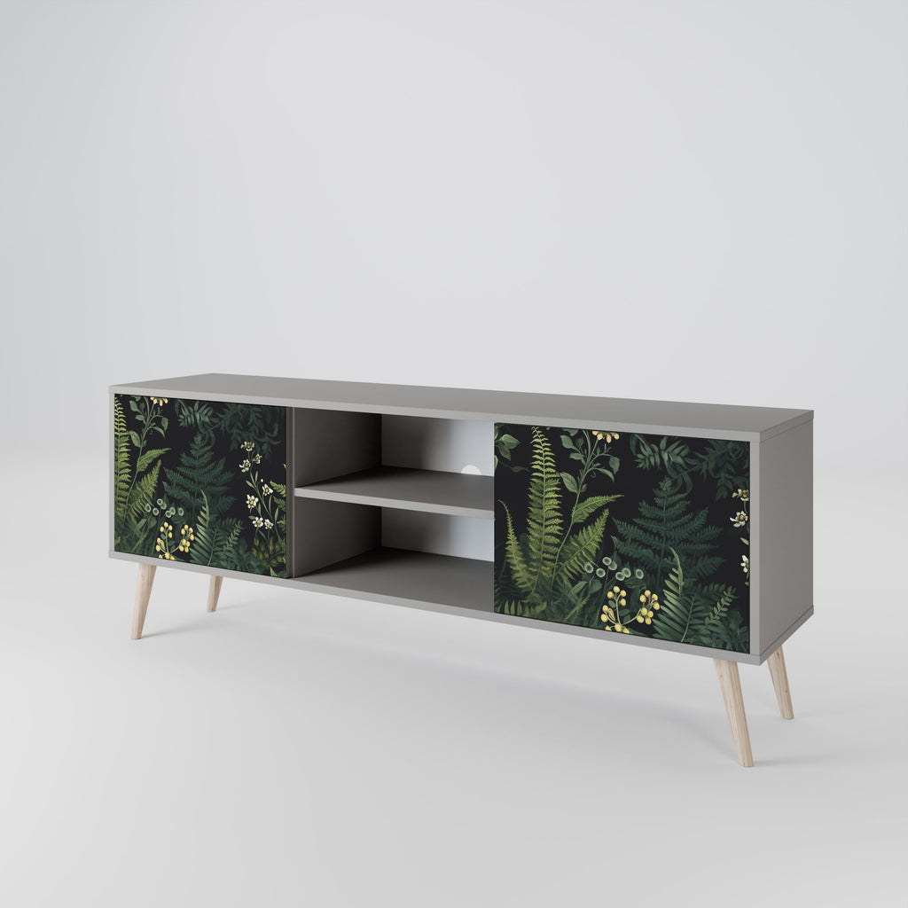 FERN FLOWERS 2-Door TV Stand in Grey Finish