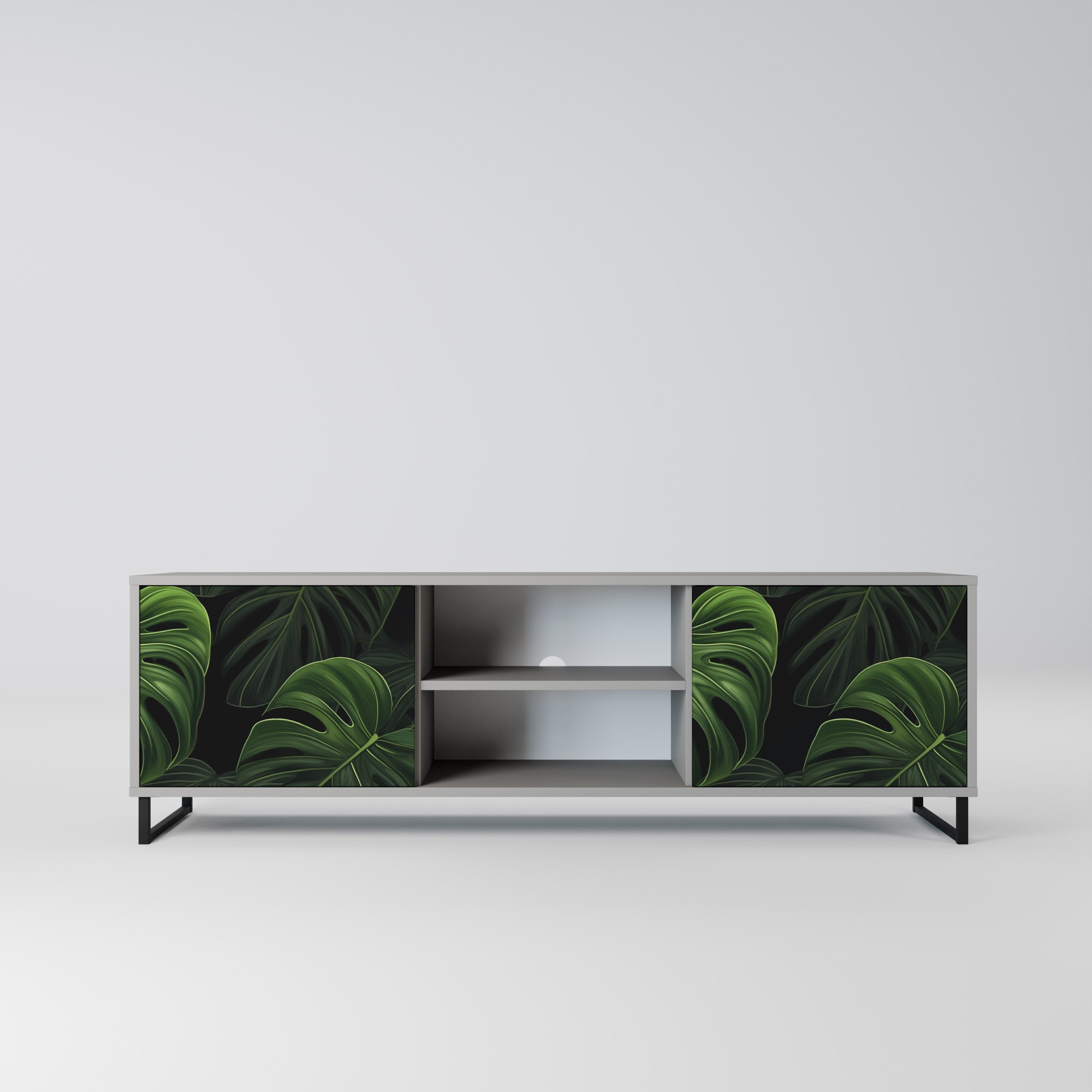 INFINITE MONSTERA 2-Door TV Stand in Grey Finish