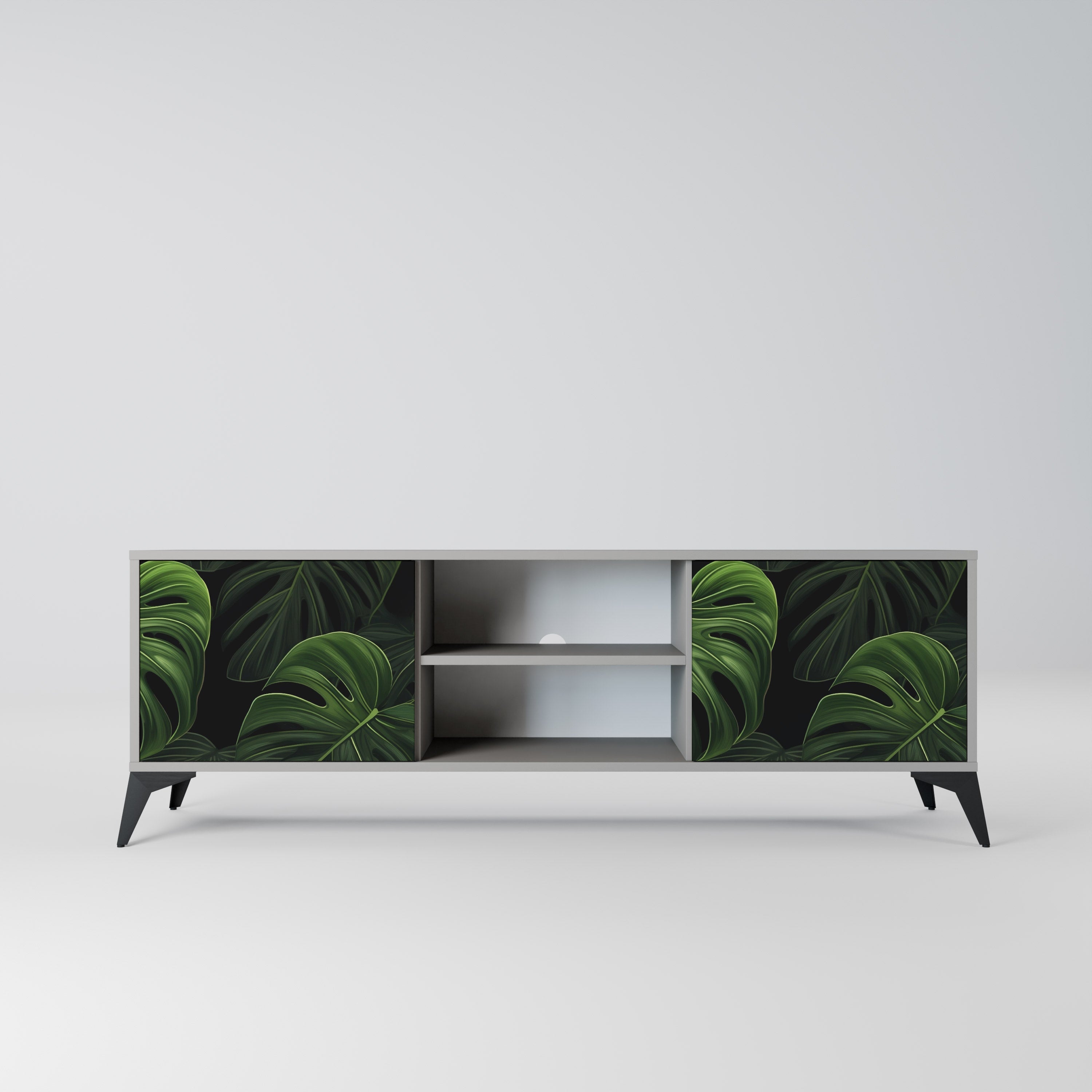 INFINITE MONSTERA 2-Door TV Stand in Grey Finish