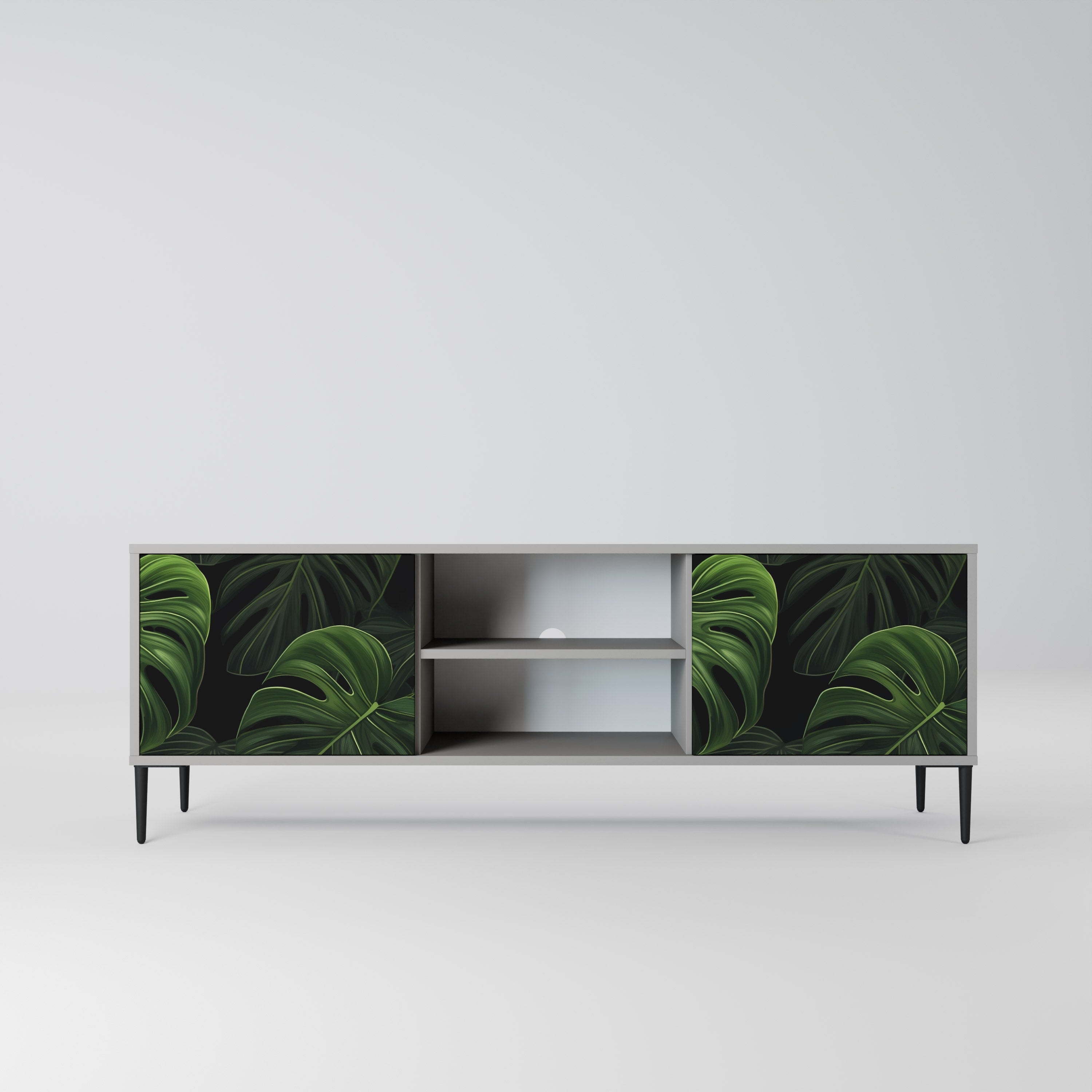 INFINITE MONSTERA 2-Door TV Stand in Grey Finish