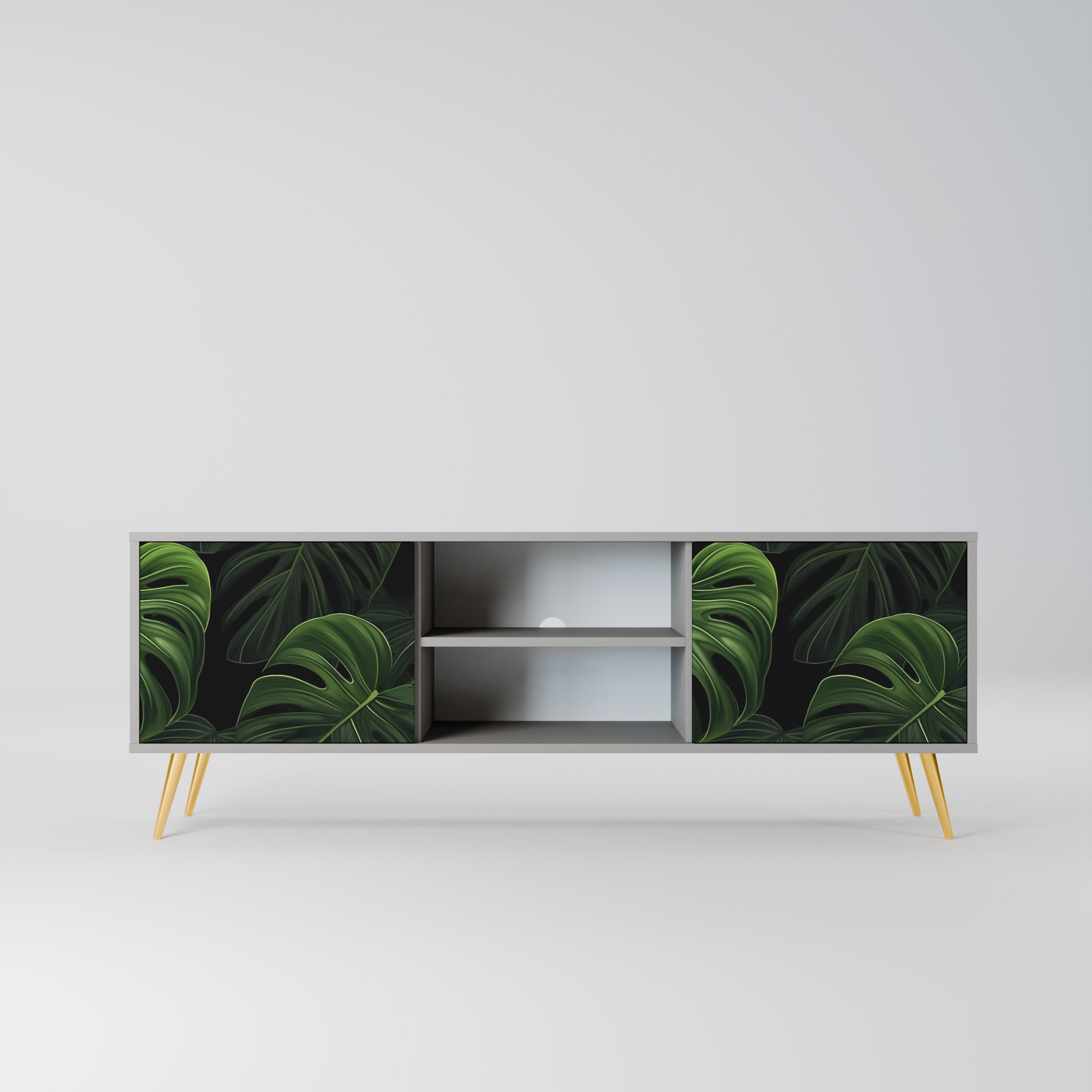 INFINITE MONSTERA 2-Door TV Stand in Grey Finish