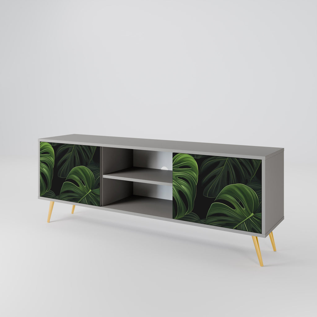 INFINITE MONSTERA 2-Door TV Stand in Grey Finish