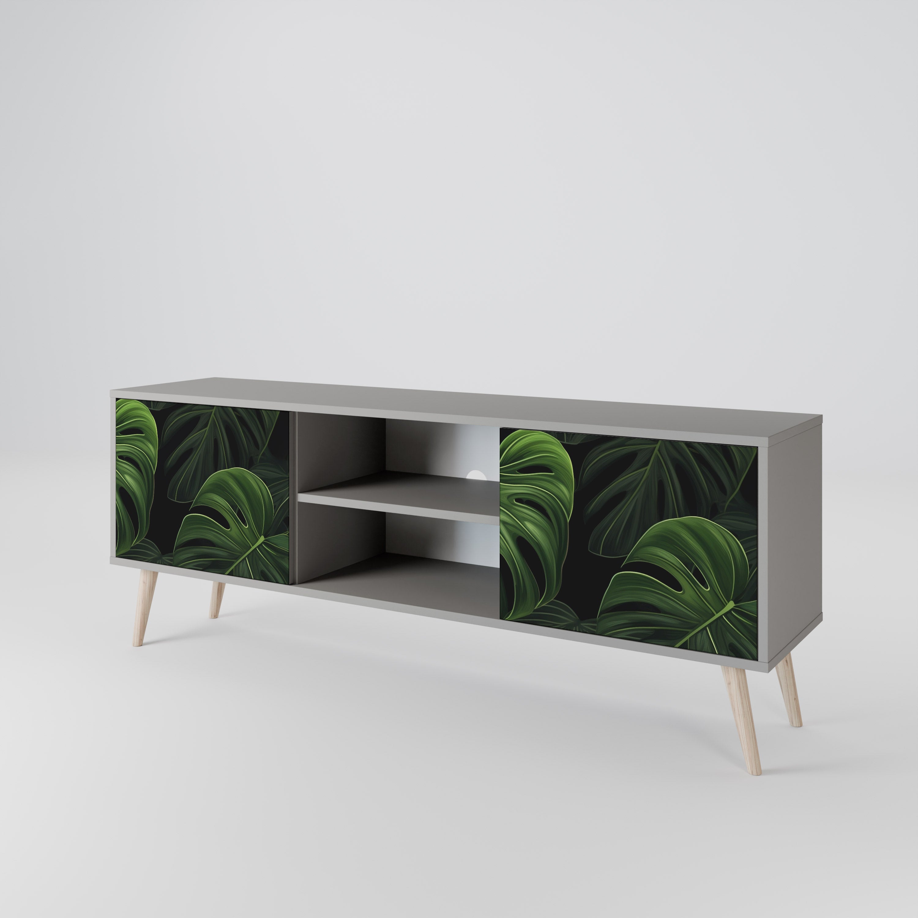 INFINITE MONSTERA 2-Door TV Stand in Grey Finish