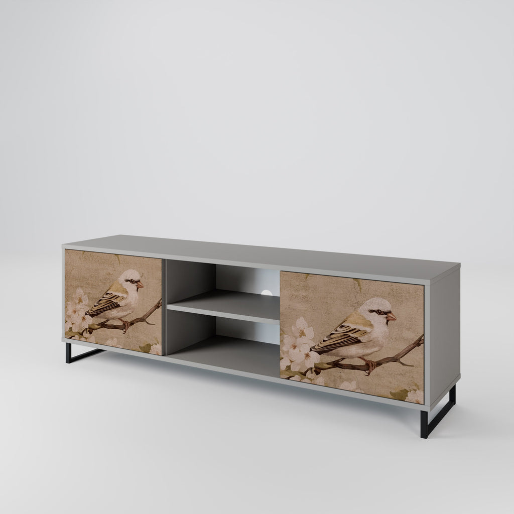 PETAL DISTINGUISH 2-Door TV Stand in Grey Finish