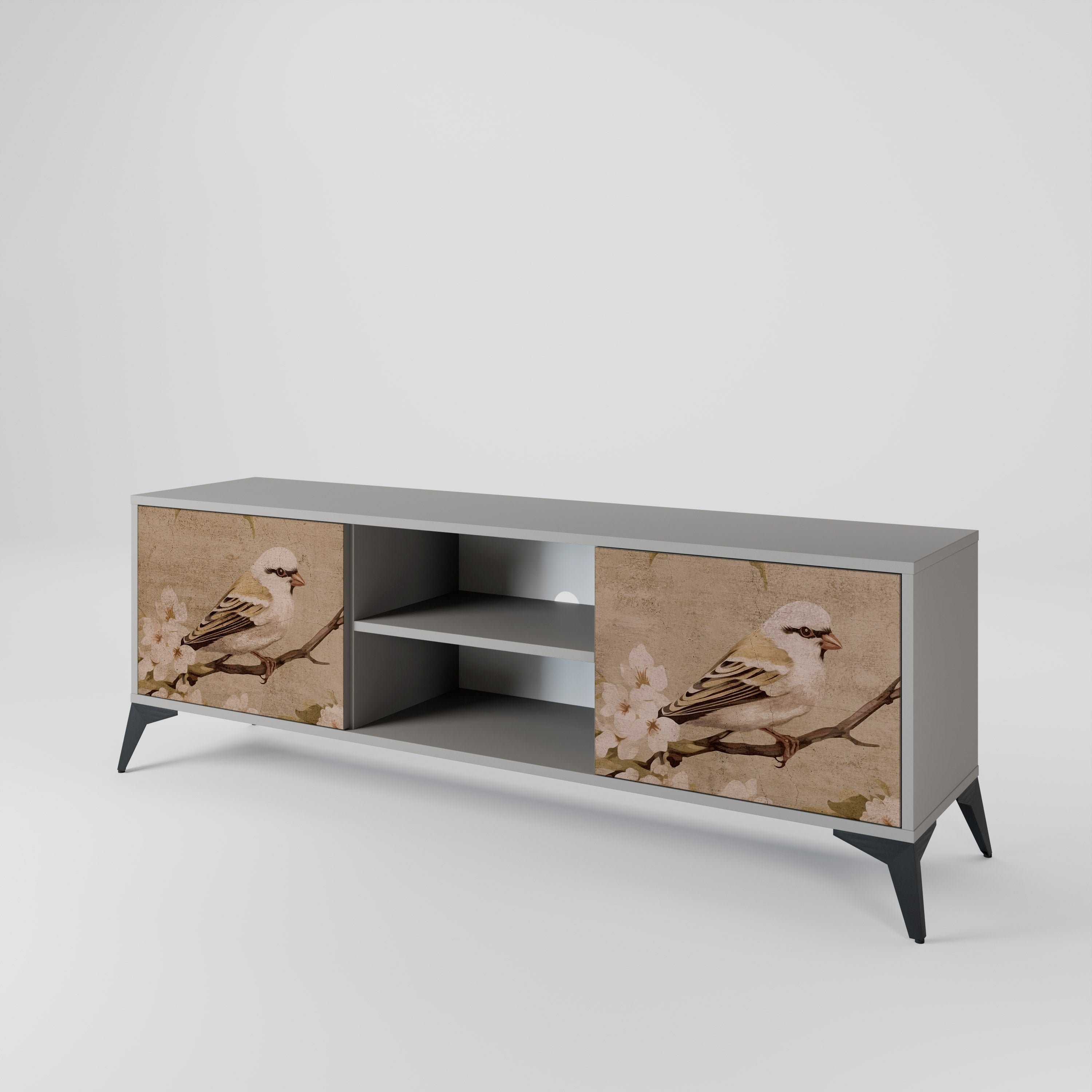 PETAL DISTINGUISH 2-Door TV Stand in Grey Finish