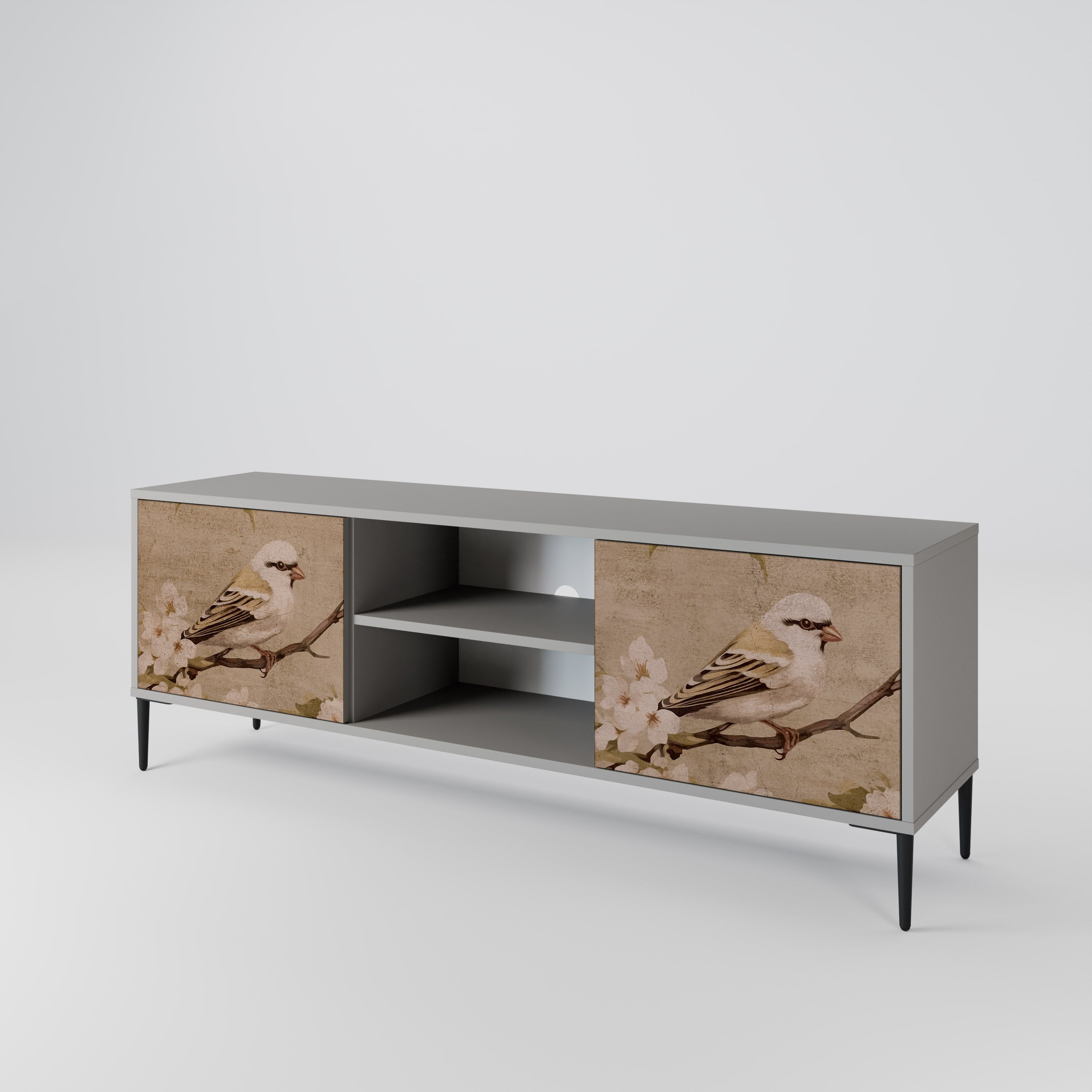 PETAL DISTINGUISH 2-Door TV Stand in Grey Finish