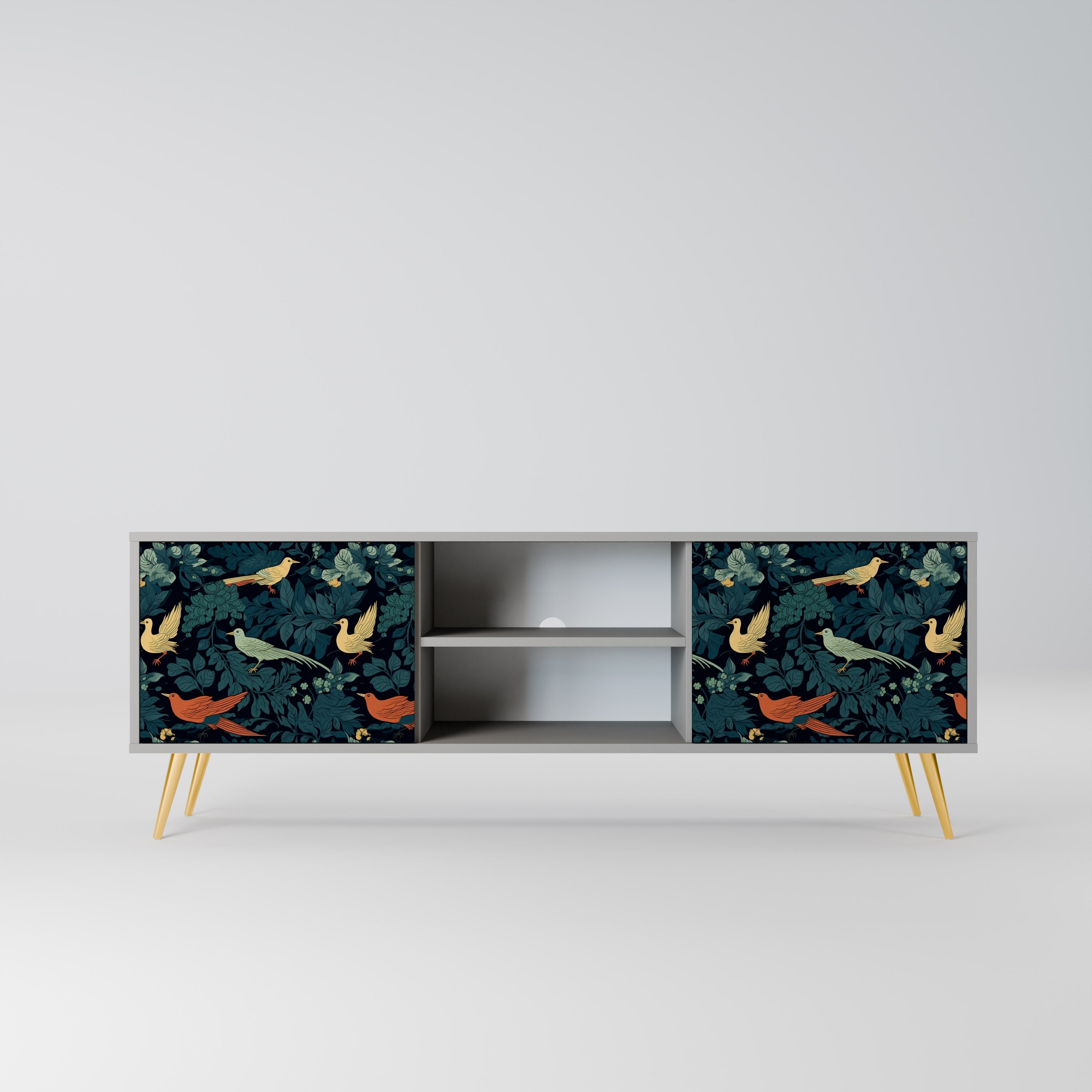 FOWL ORNAMENT 2-Door TV Stand in Grey Finish