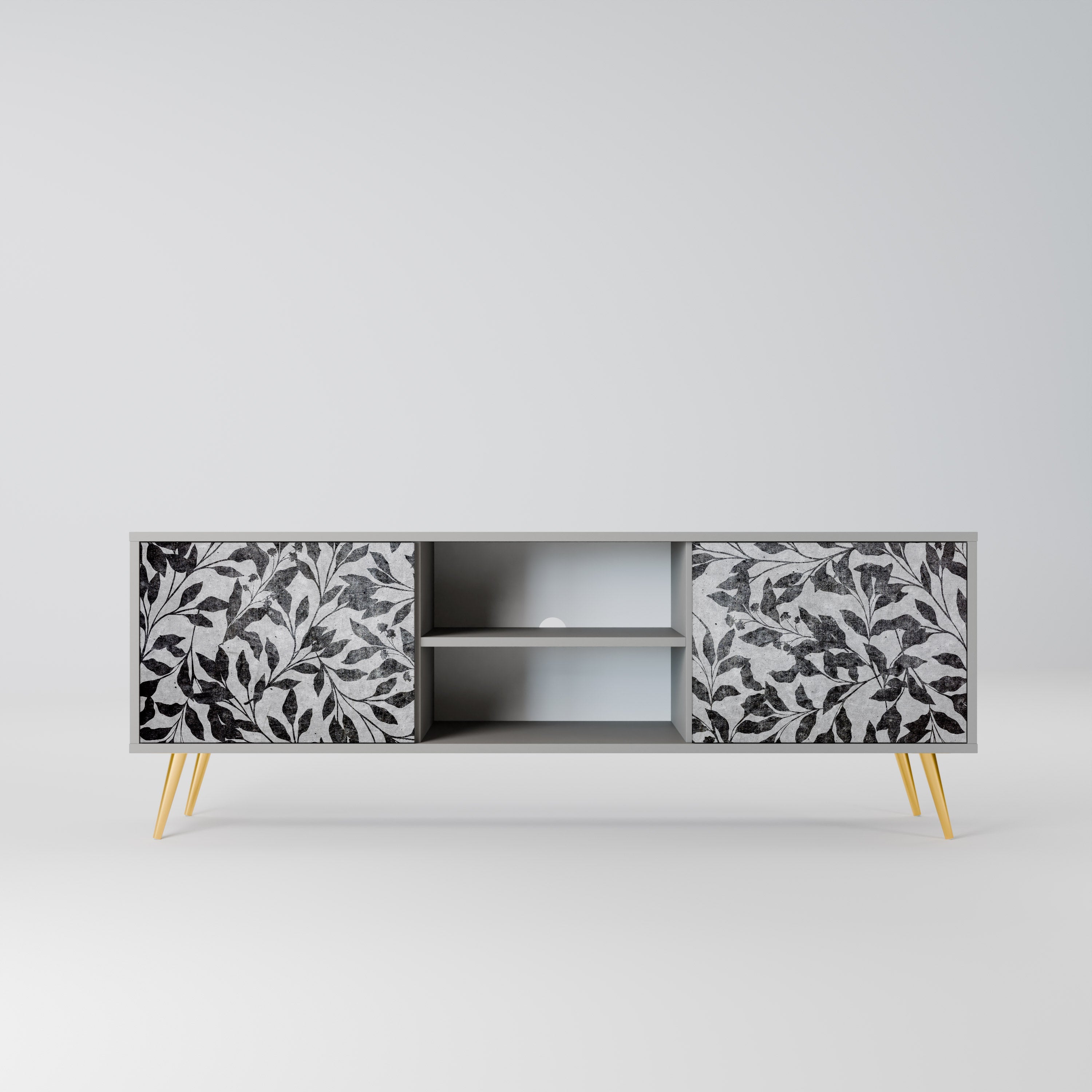 CHARCOAL SPROUT 2-Door TV Stand in Grey Finish