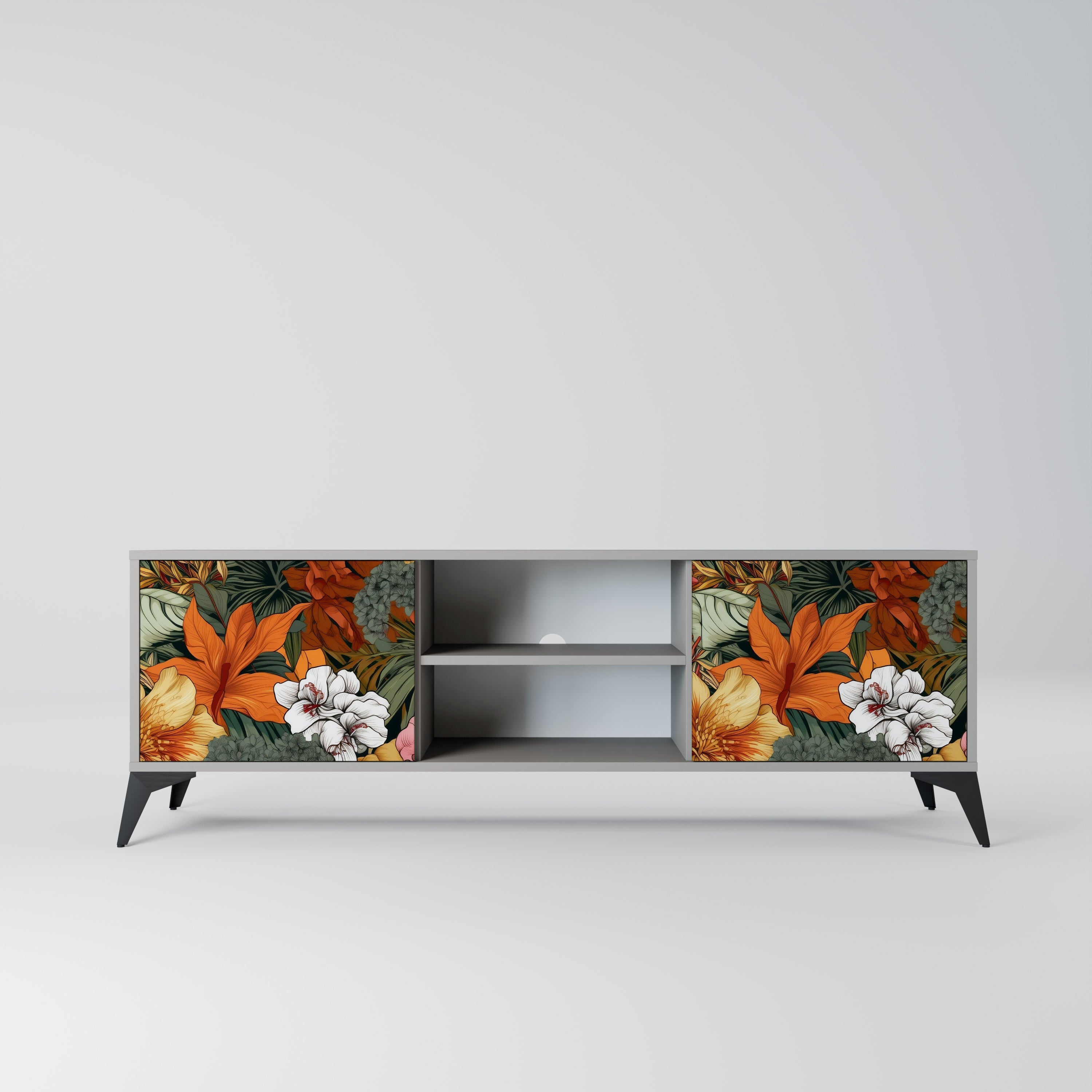 RADIANT FLORA 2-Door TV Stand in Grey Finish