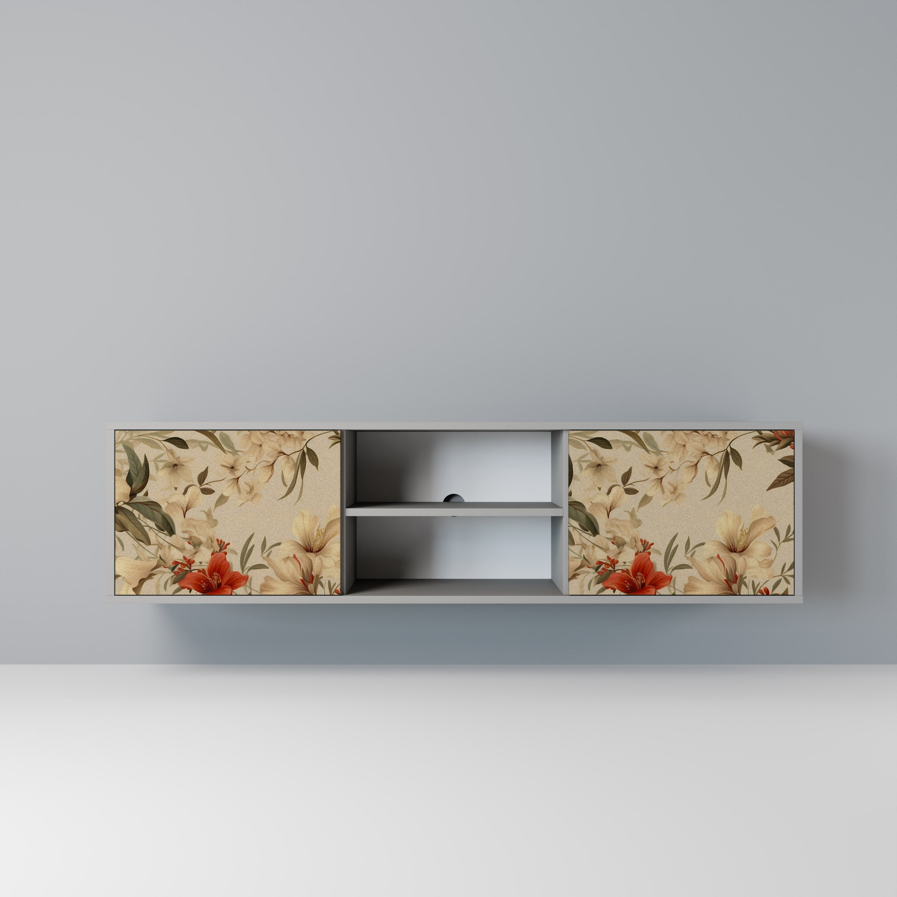 Meuble TV 2 portes BLOOMING HARMONY finition grise