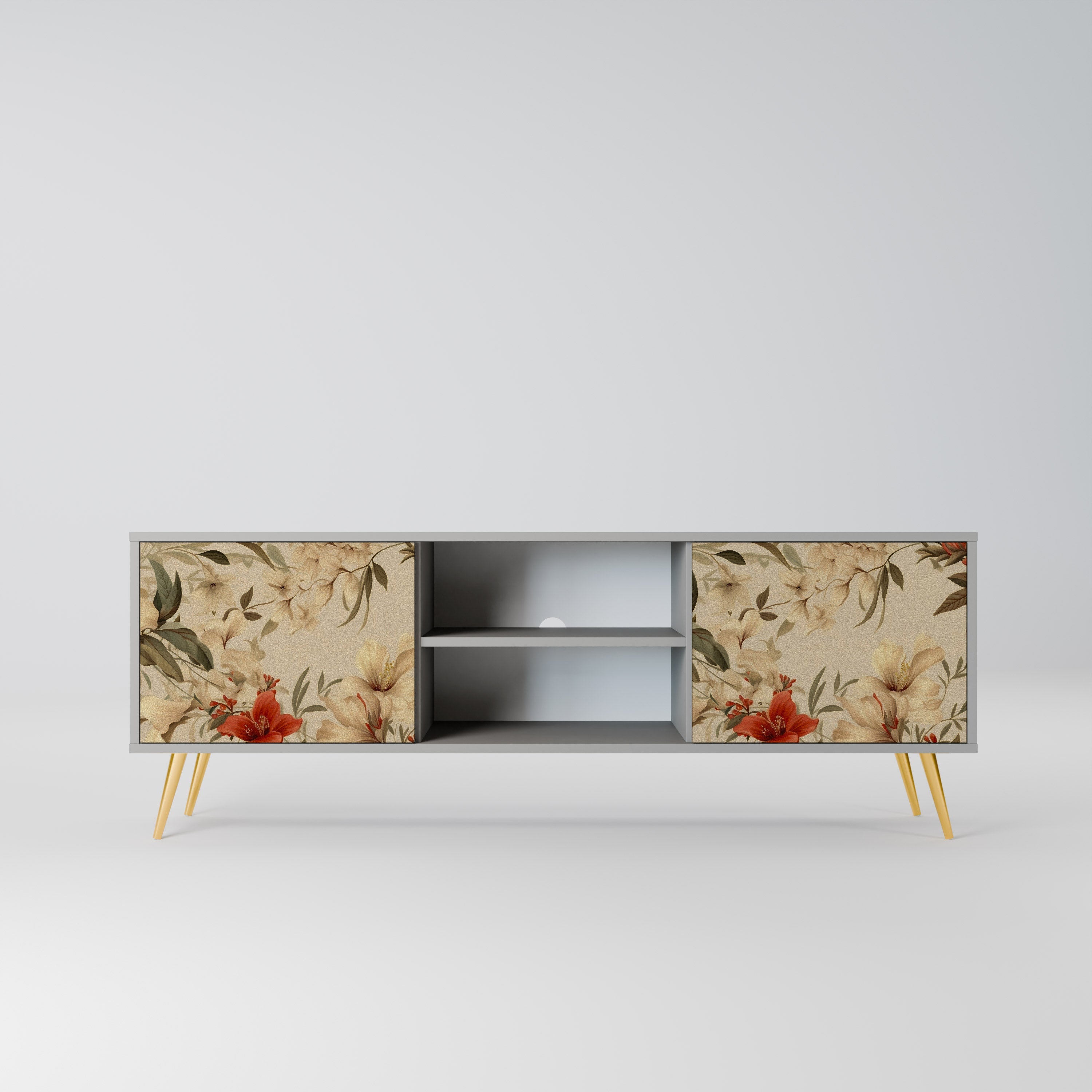 Meuble TV 2 portes BLOOMING HARMONY finition grise