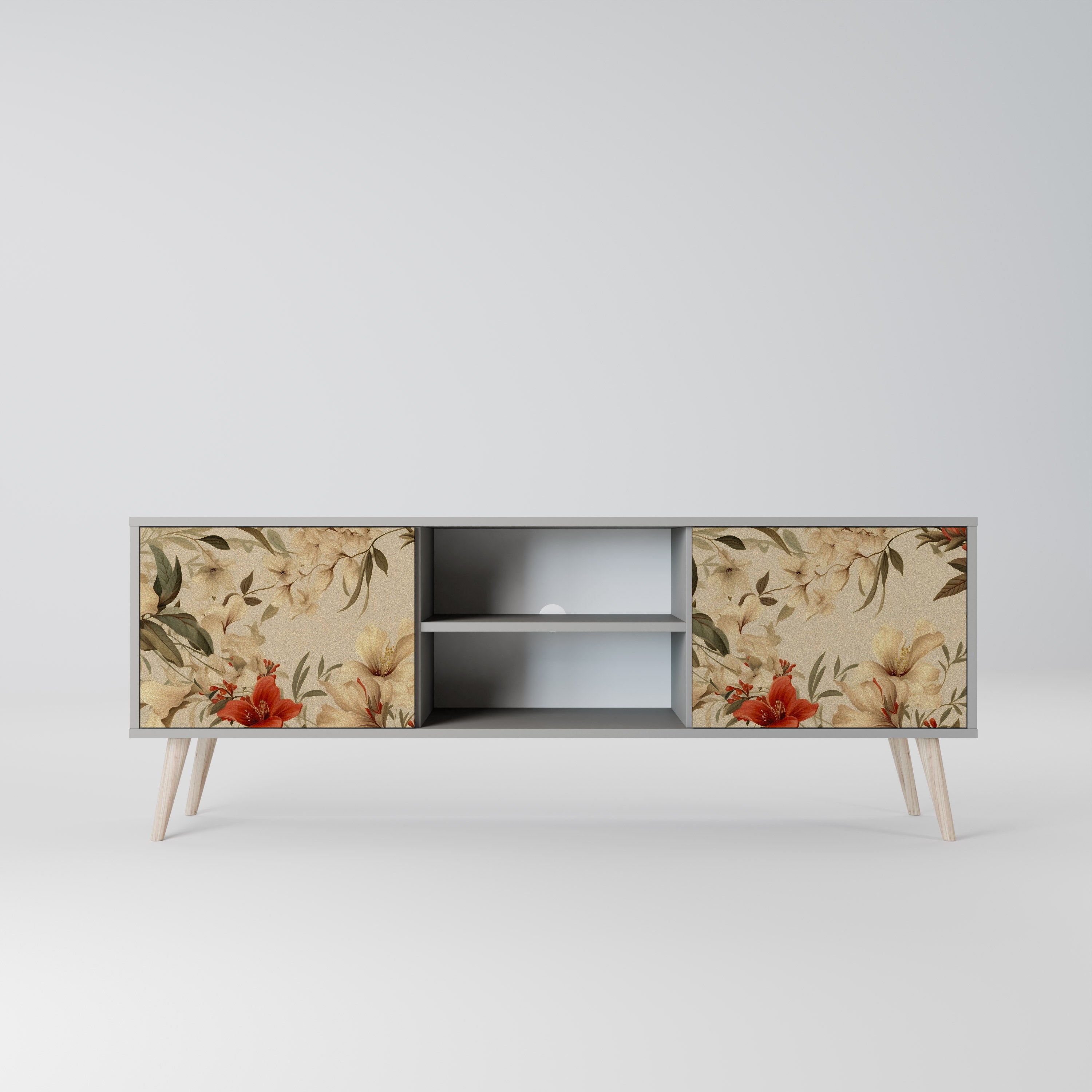 Meuble TV 2 portes BLOOMING HARMONY finition grise