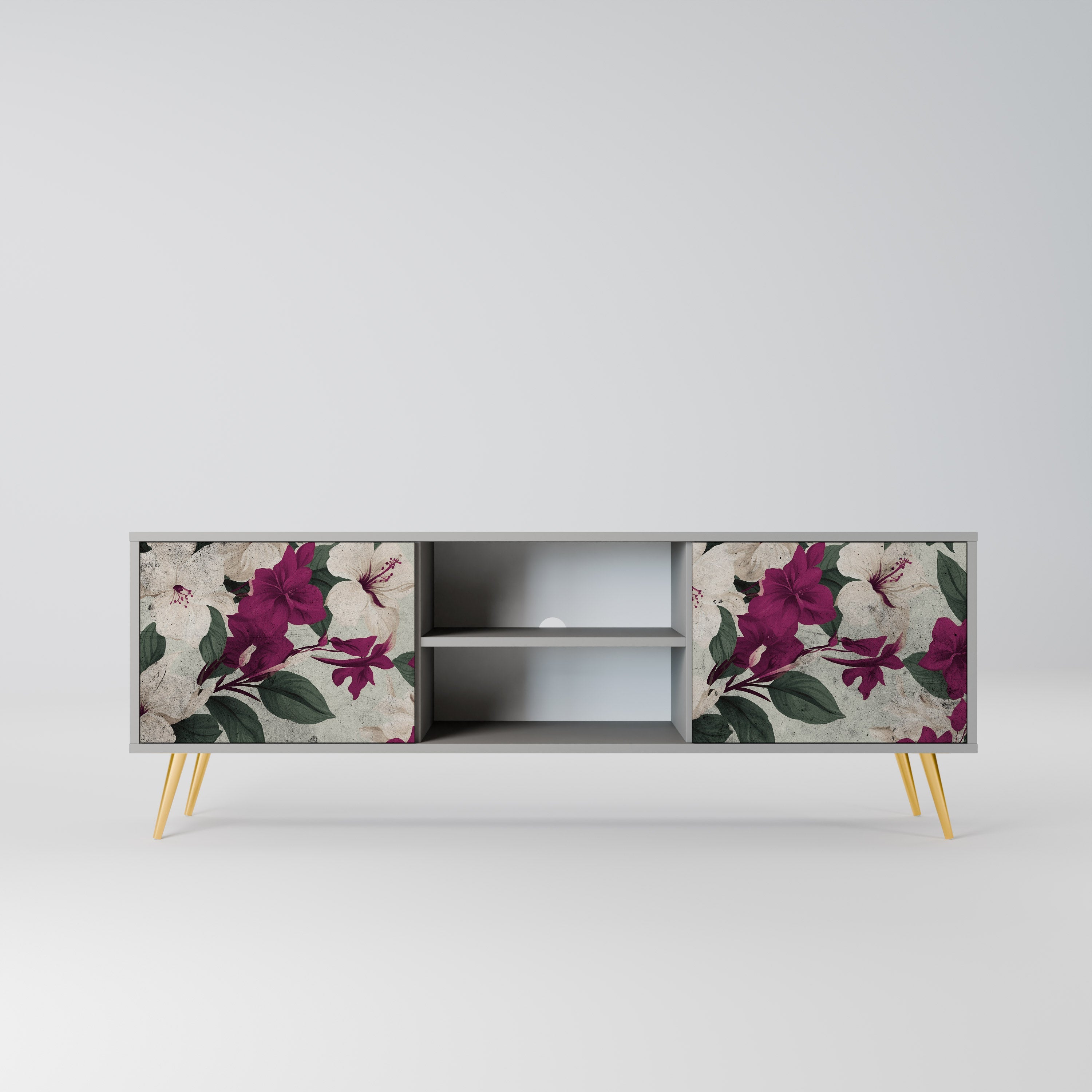 FLOWERET DREAM 2-Door TV Stand in Grey Finish