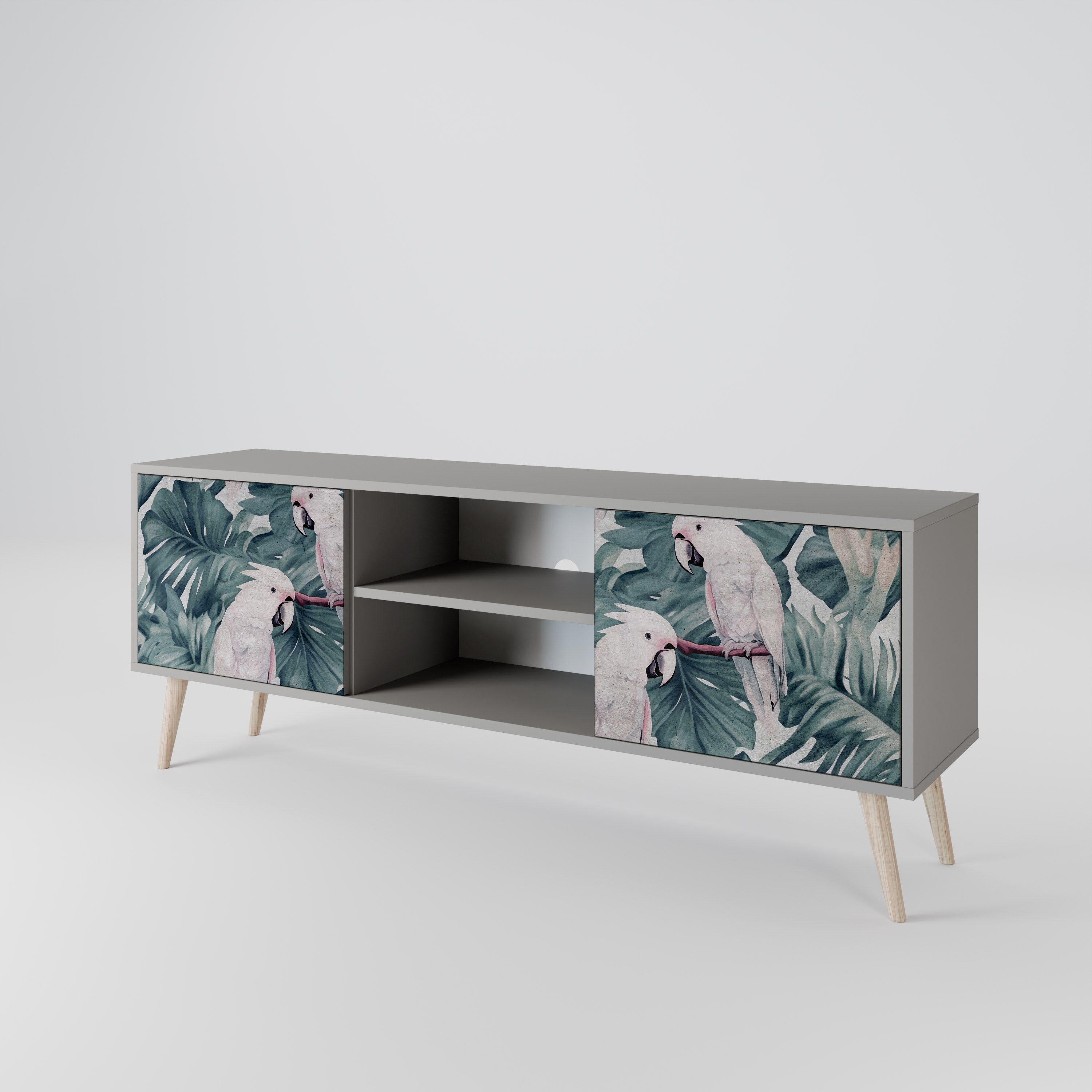 POPINJAY LOOK 2-Door TV Stand in Grey Finish